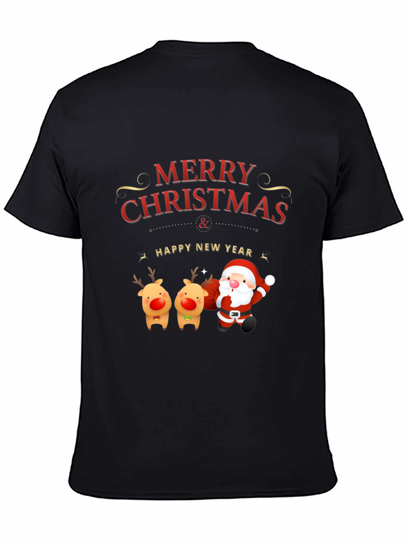 Merry Christmas Santa & Reindeer Graphic Tee