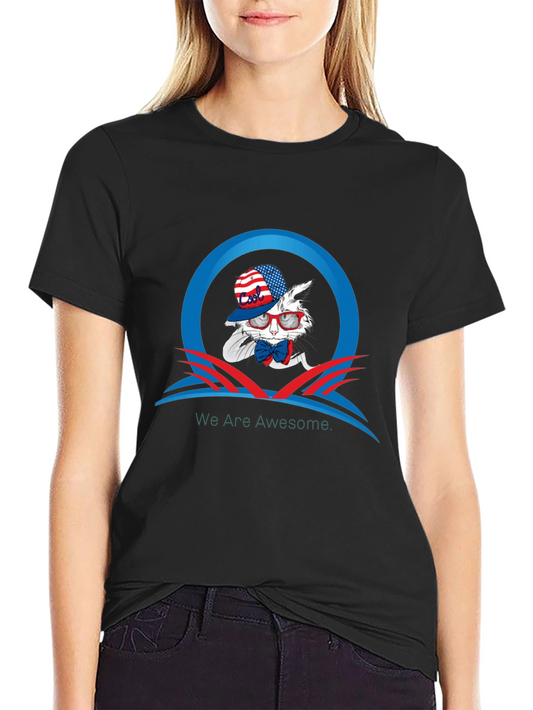 Patriotic Rabbit Graphic T-Shirt - We Are Awesome