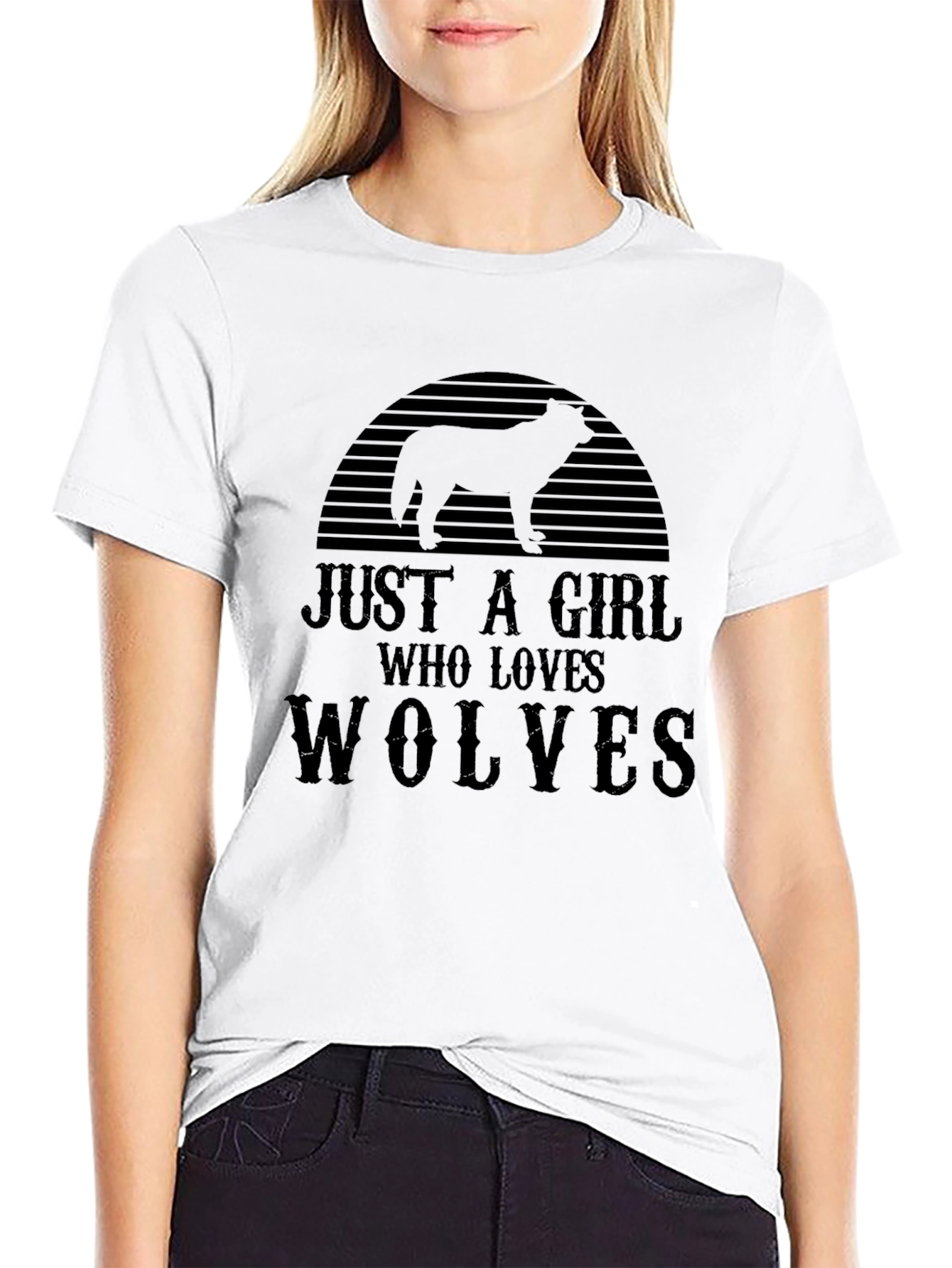 Just a Girl Who Loves Wolves Graphic T-Shirt