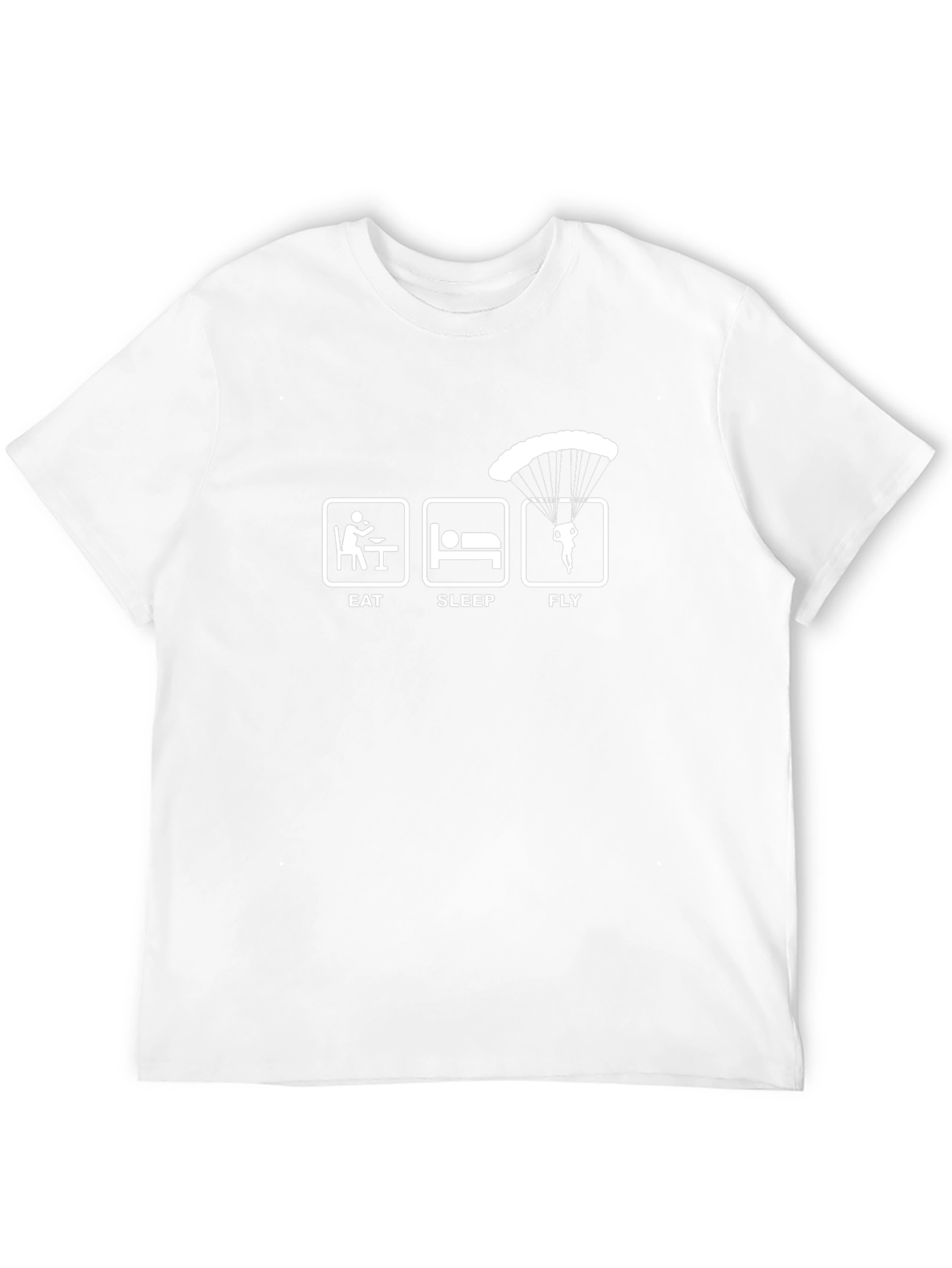 Eat Sleep Fly Black T-Shirt - Skydiving Parachute Design