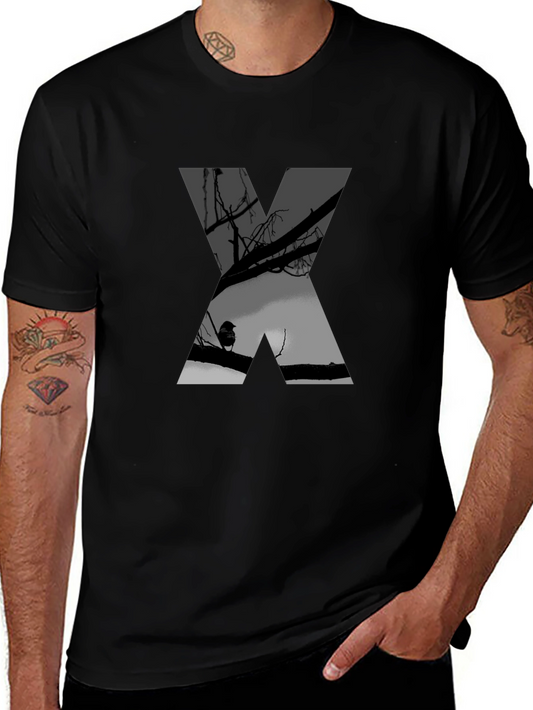 Abstract Silhouette X Graphic Tee - Black