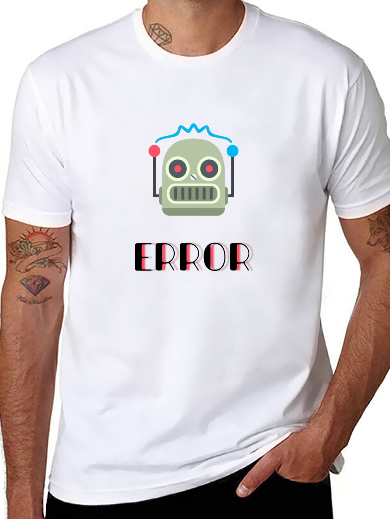 Error Robot Graphic T-Shirt - Black Cotton Tee