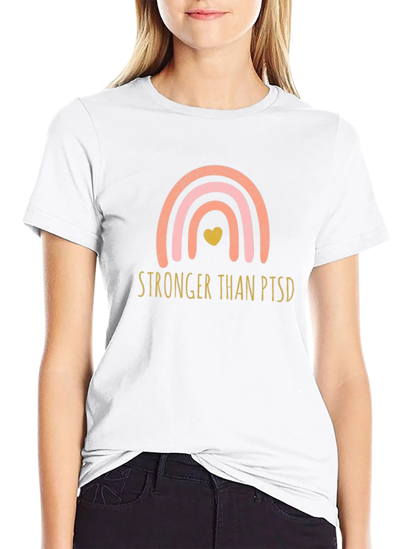 Stronger Than PTSD Rainbow Graphic T-Shirt