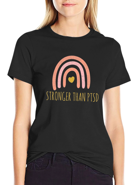 Stronger Than PTSD Rainbow Graphic T-Shirt