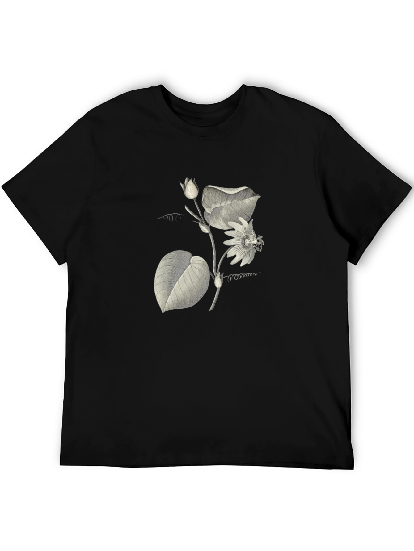 Botanical Print Black T-Shirt