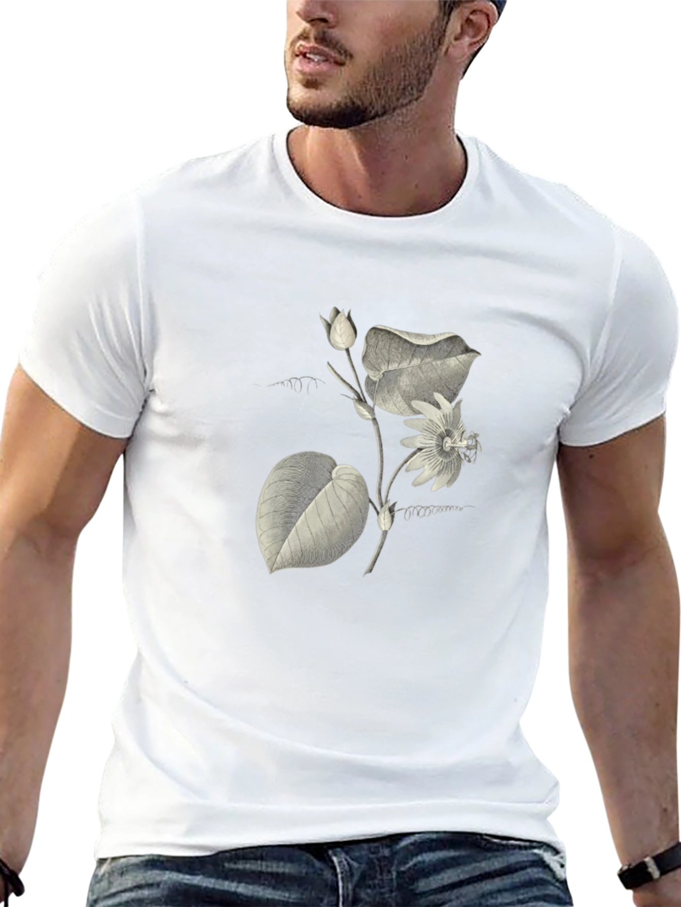 Botanical Print Black T-Shirt