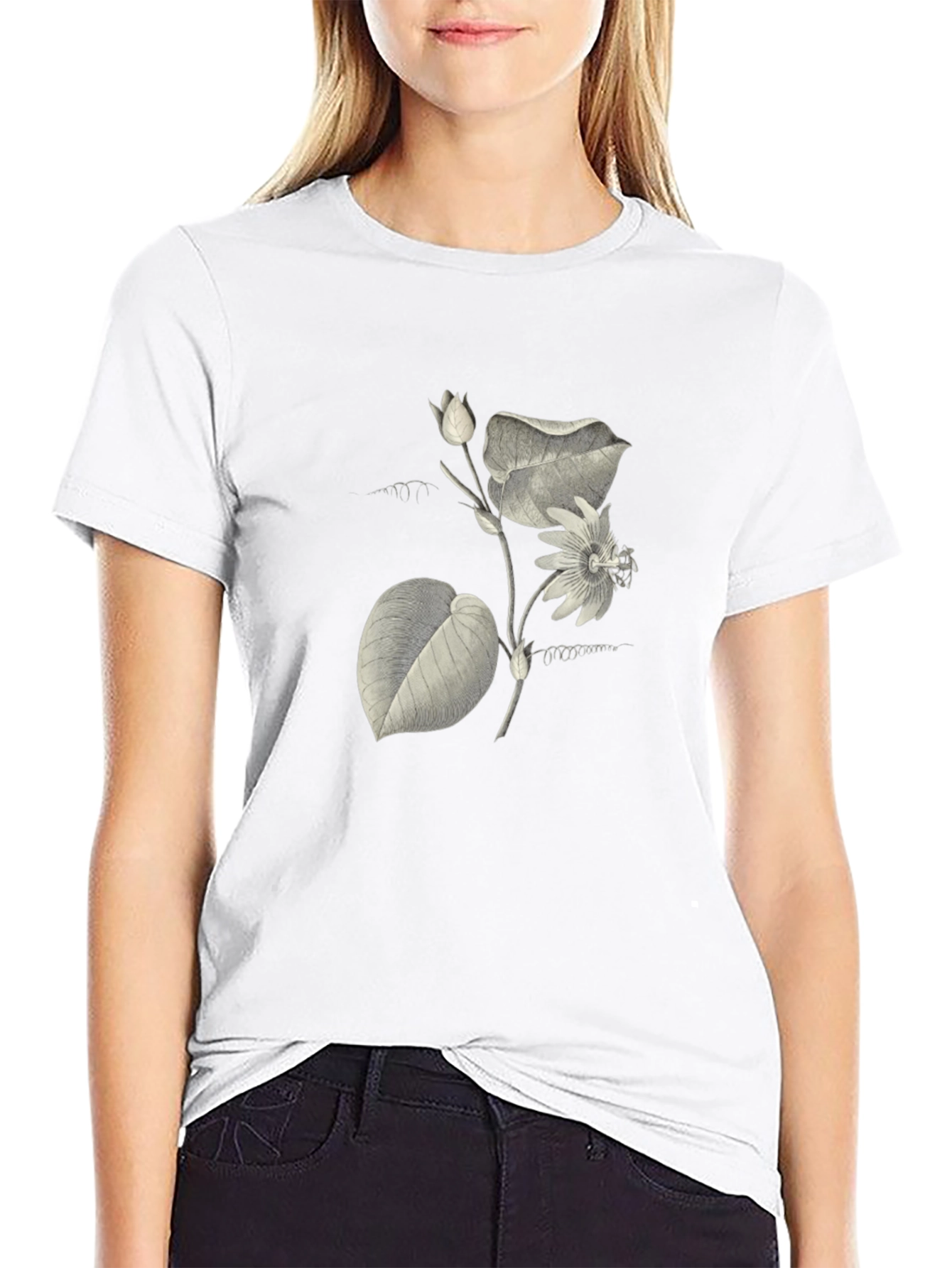 Botanical Print Black T-Shirt