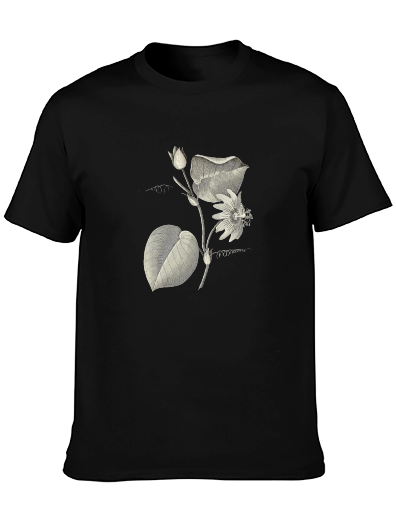 Botanical Print Black T-Shirt