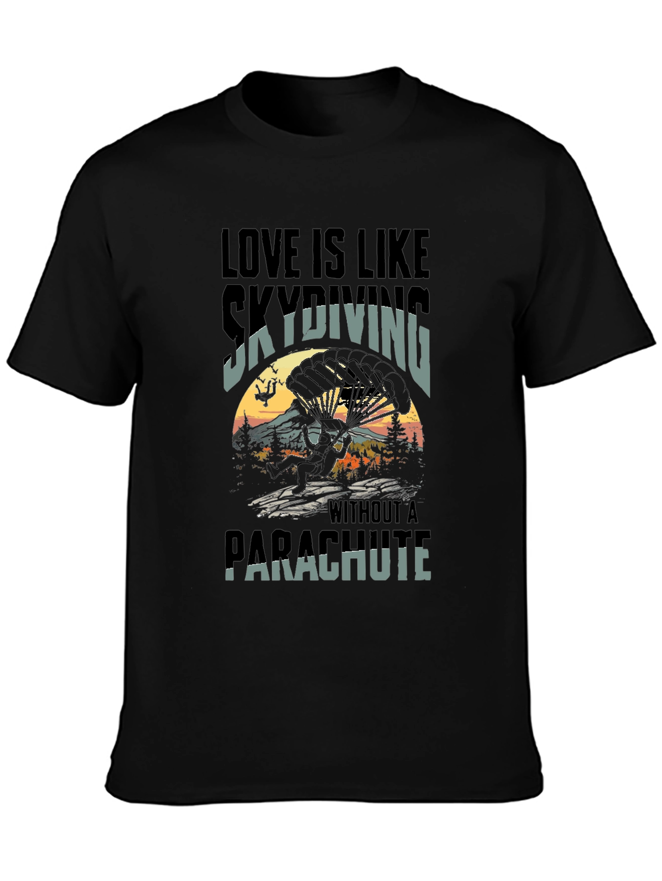 Skydiving Love Graphic Tee - Black T-Shirt