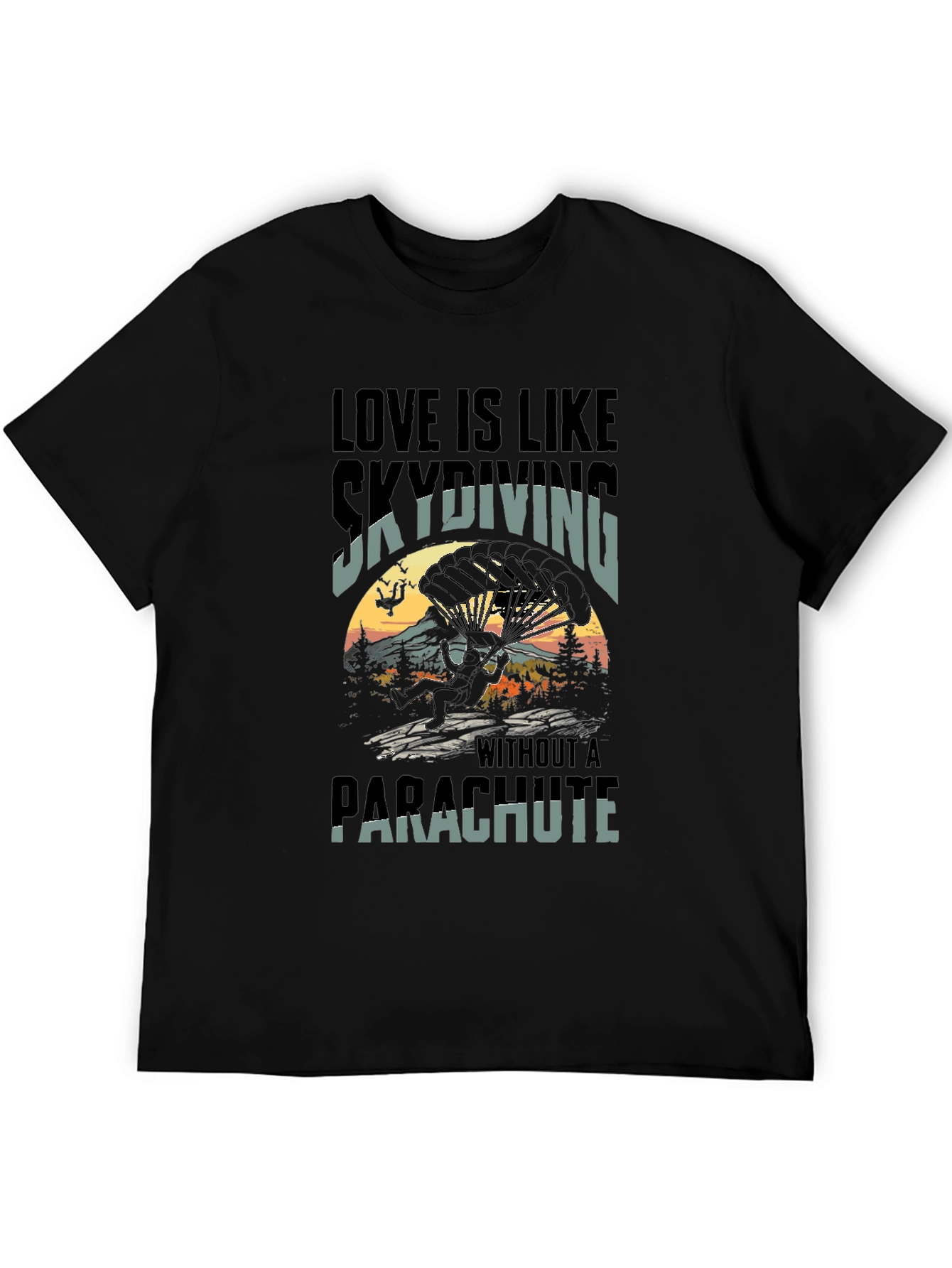 Skydiving Love Graphic Tee - Black T-Shirt