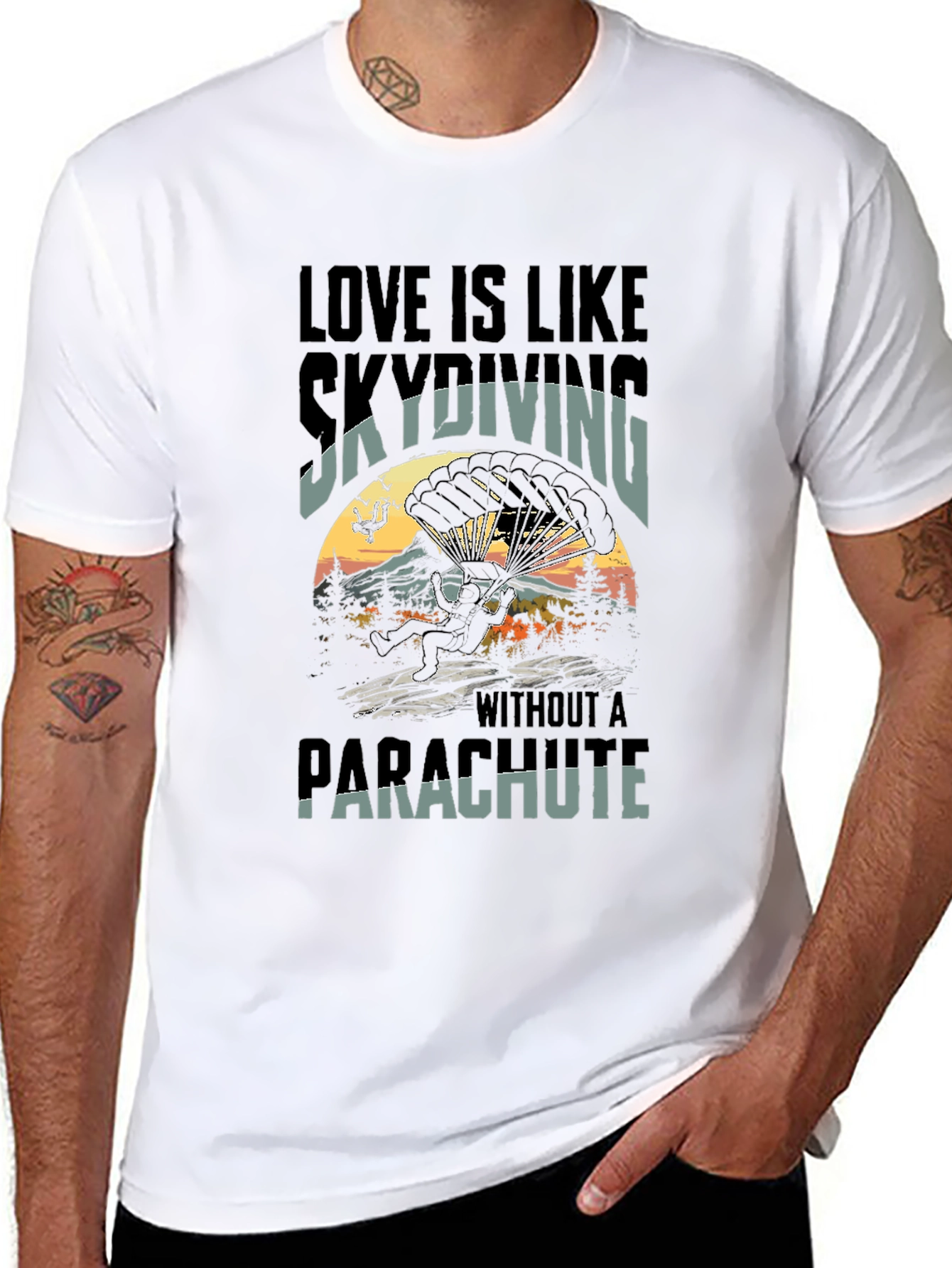Skydiving Love Graphic Tee - Black T-Shirt