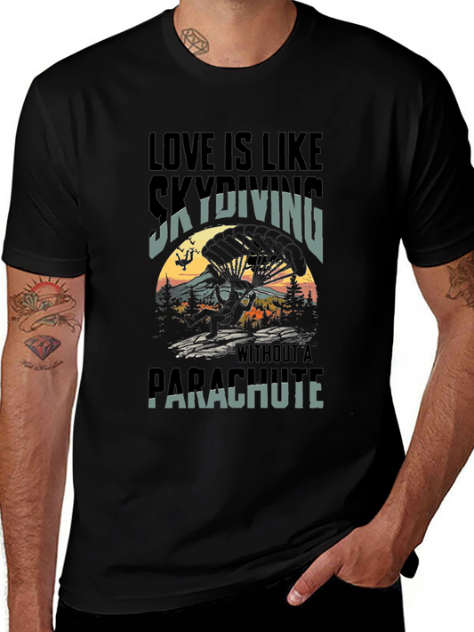 Skydiving Love Graphic Tee - Black T-Shirt