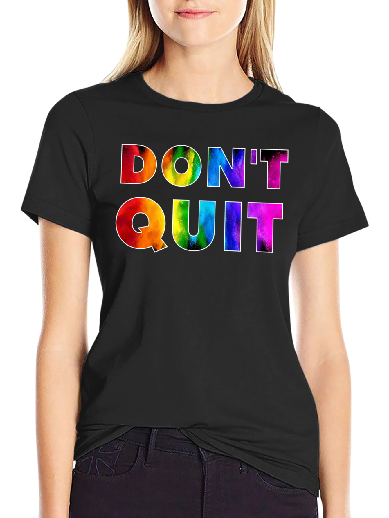 Dont Quit Rainbow Graphic Tee - Motivational Shirt