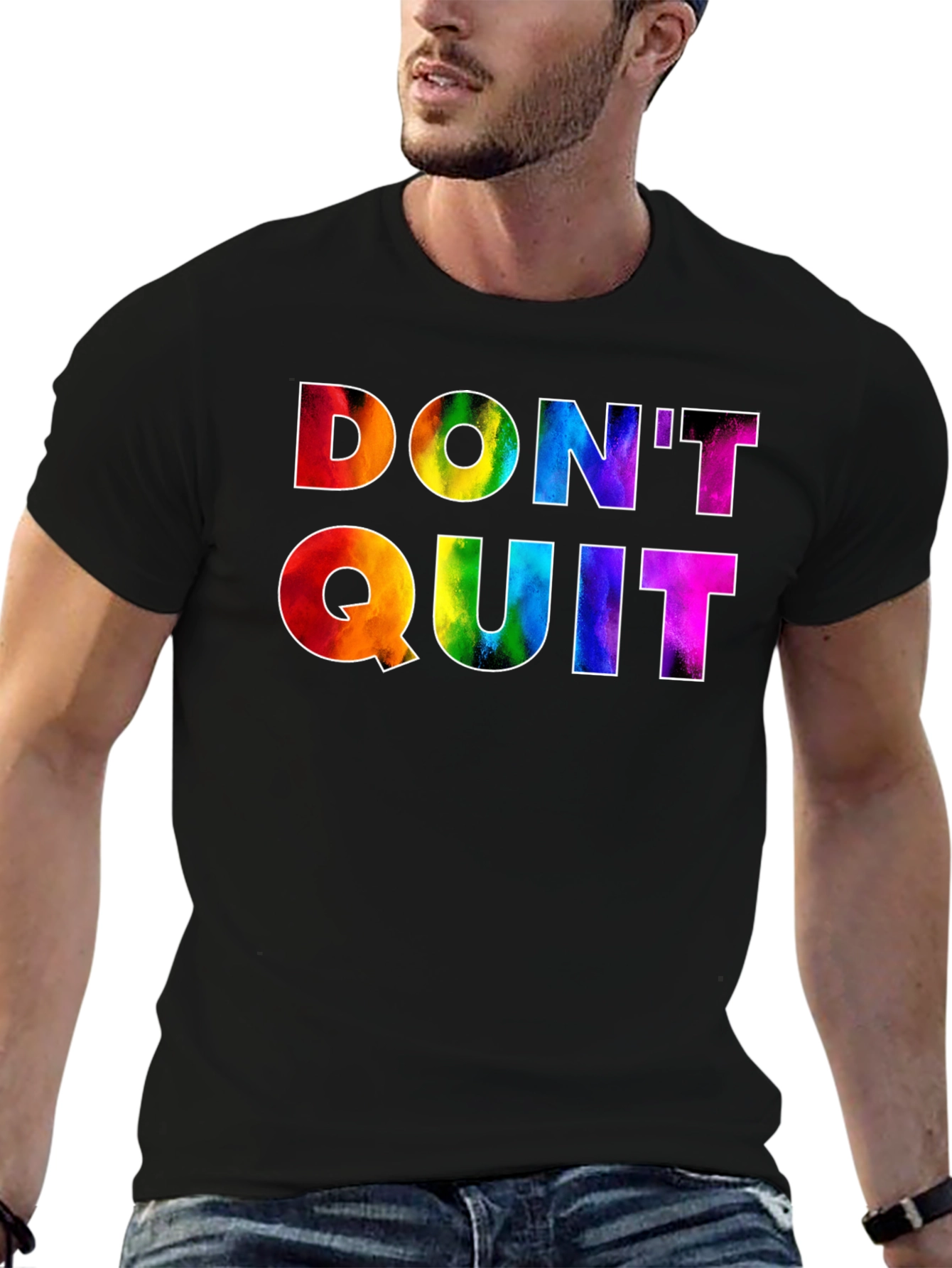 Dont Quit Rainbow Graphic Tee - Motivational Shirt