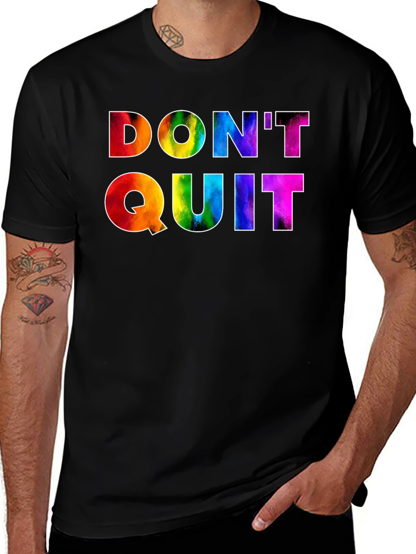 Dont Quit Rainbow Graphic Tee - Motivational Shirt