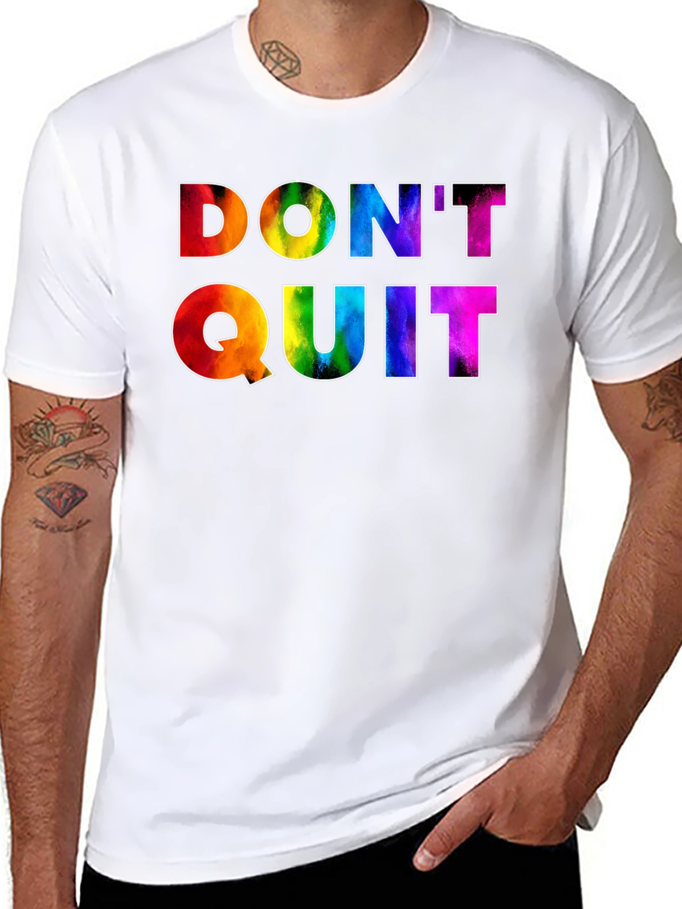 Dont Quit Rainbow Graphic Tee - Motivational Shirt