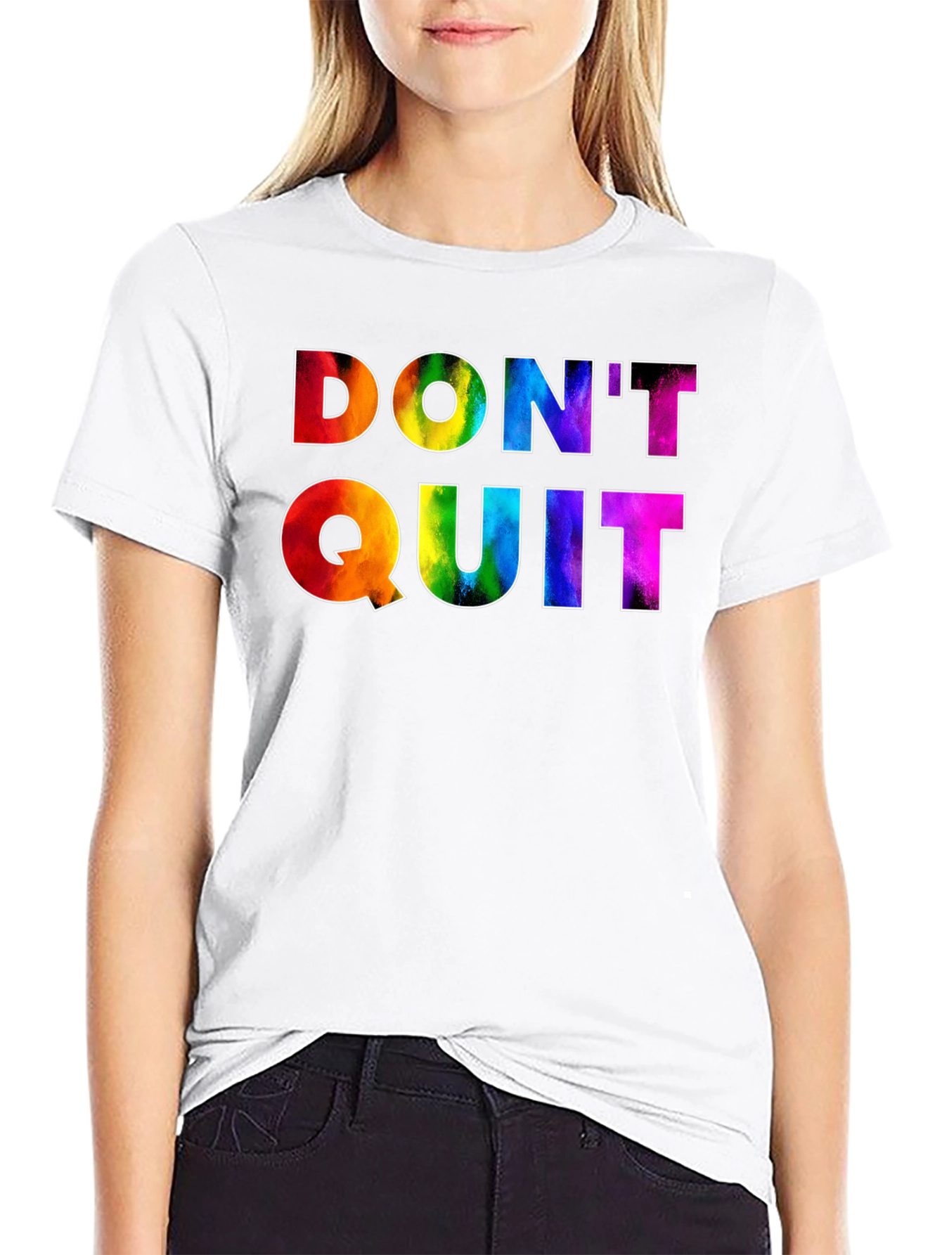 Dont Quit Rainbow Graphic Tee - Motivational Shirt