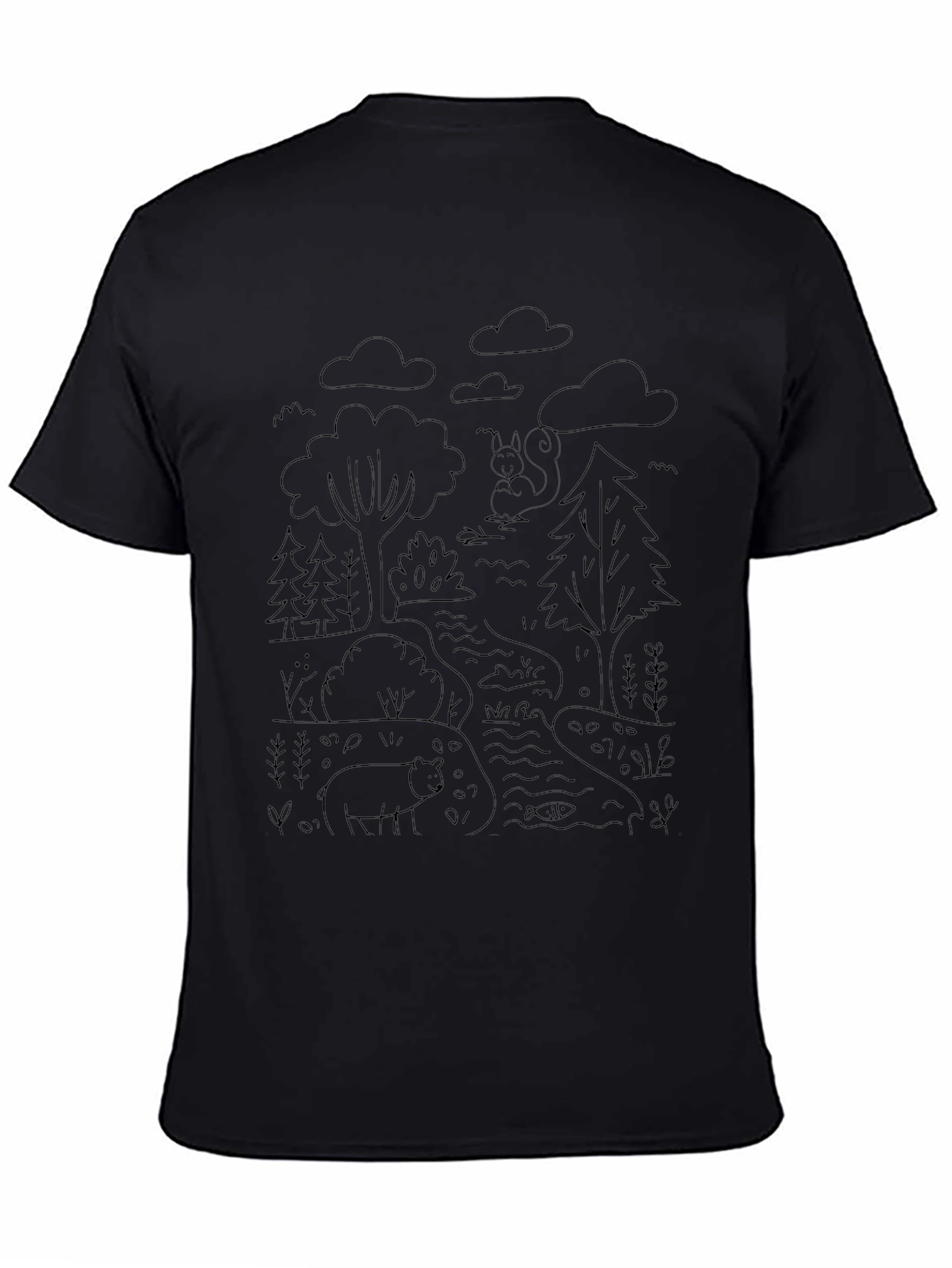 Nature Scene Graphic T-Shirt - Bear & Squirrel Design