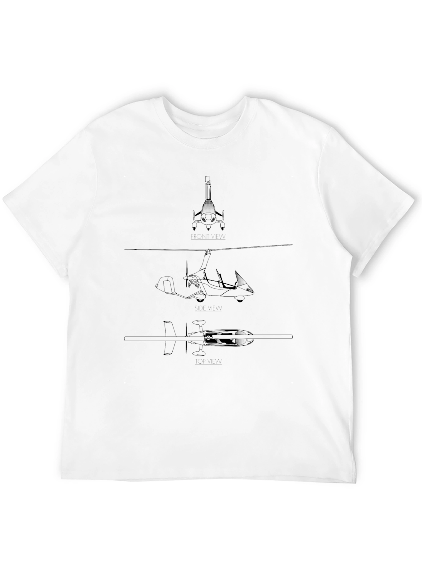 Black Gyrocopter Blueprint T-Shirt