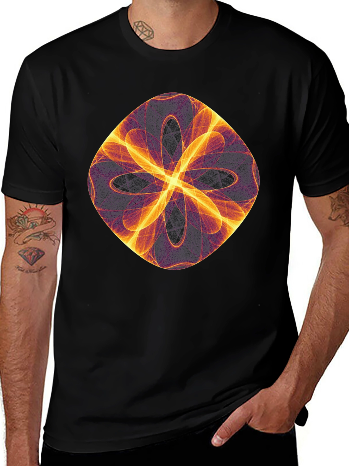 Abstract Flame Graphic Black T-Shirt