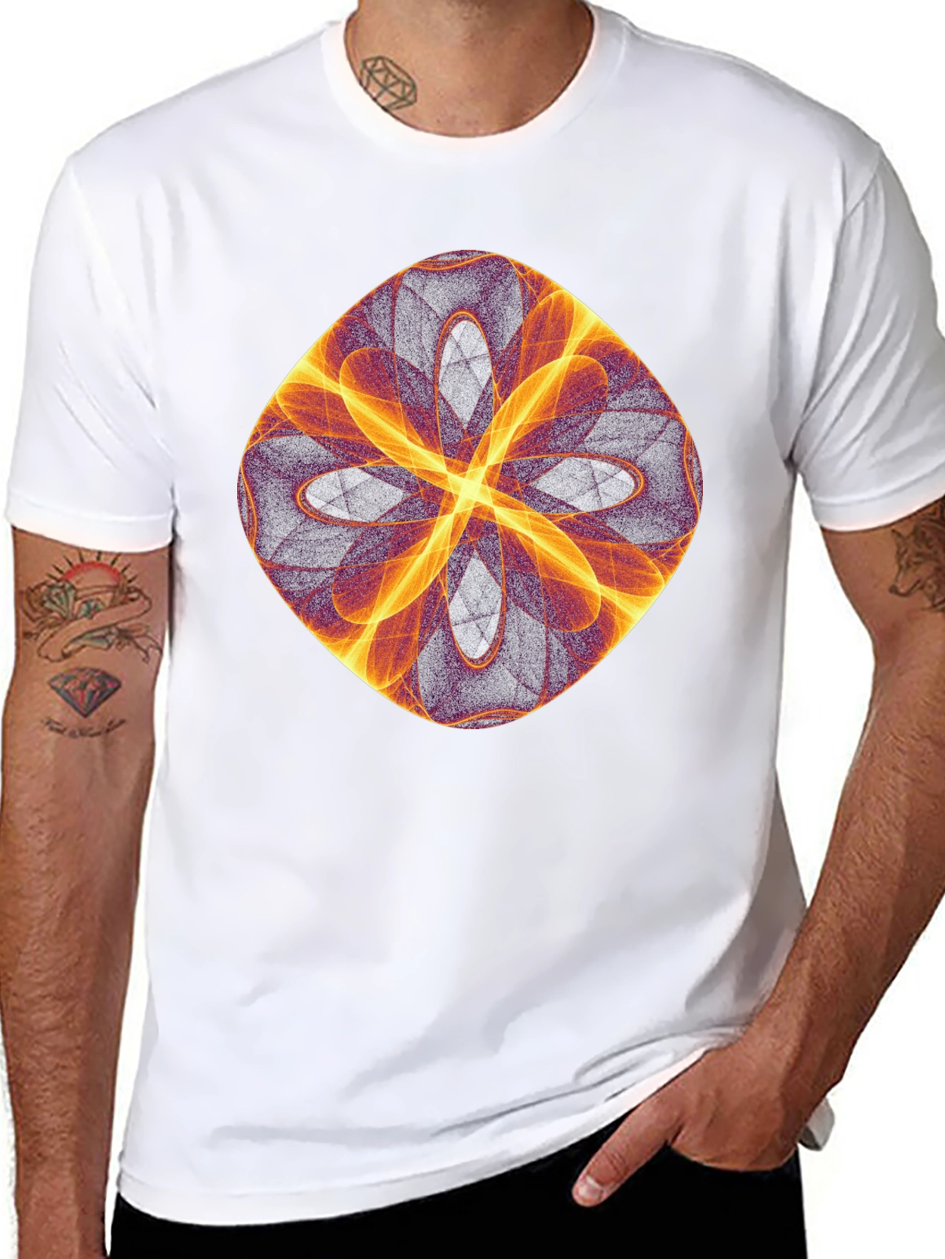 Abstract Flame Graphic Black T-Shirt