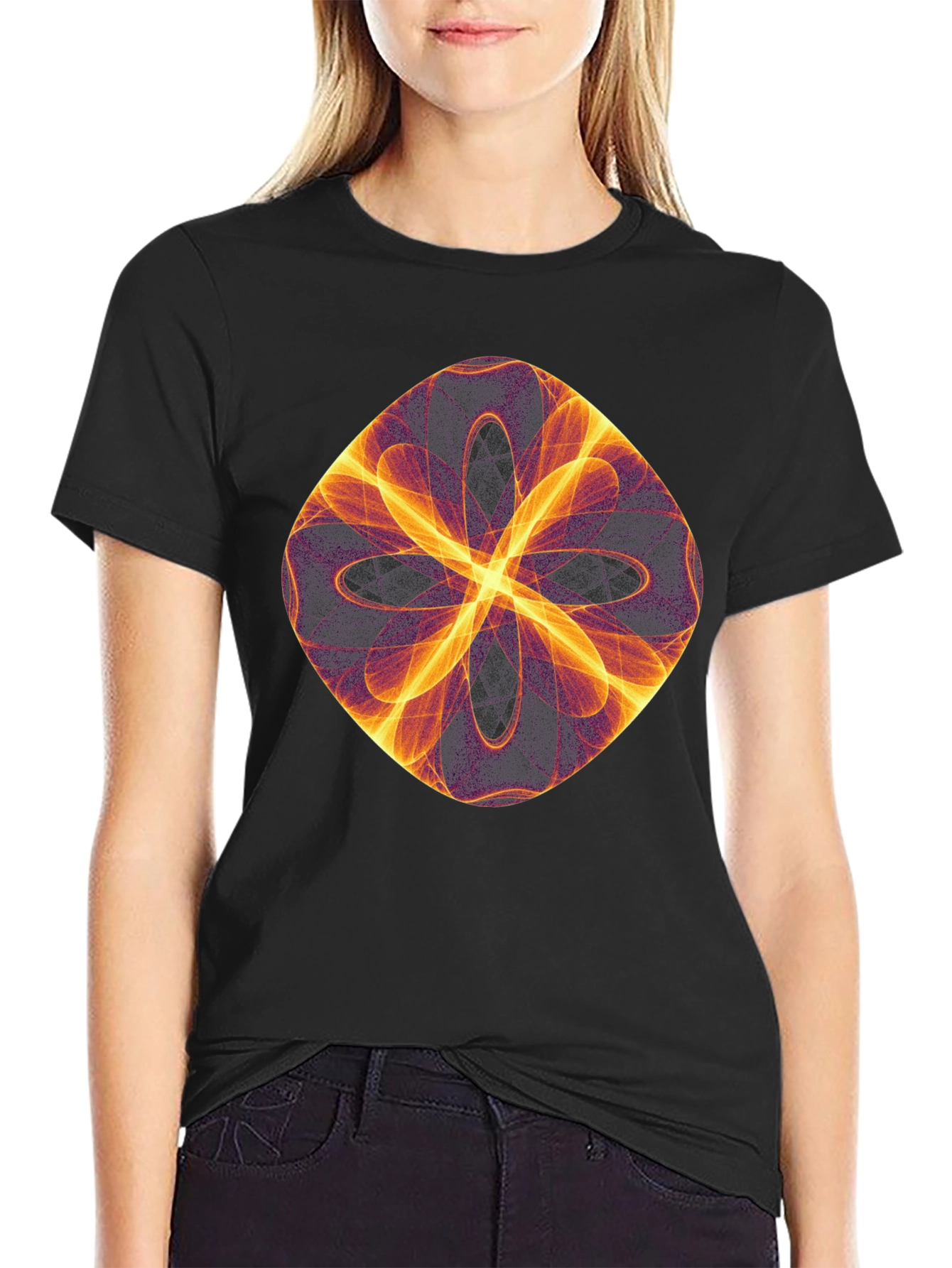 Abstract Flame Graphic Black T-Shirt