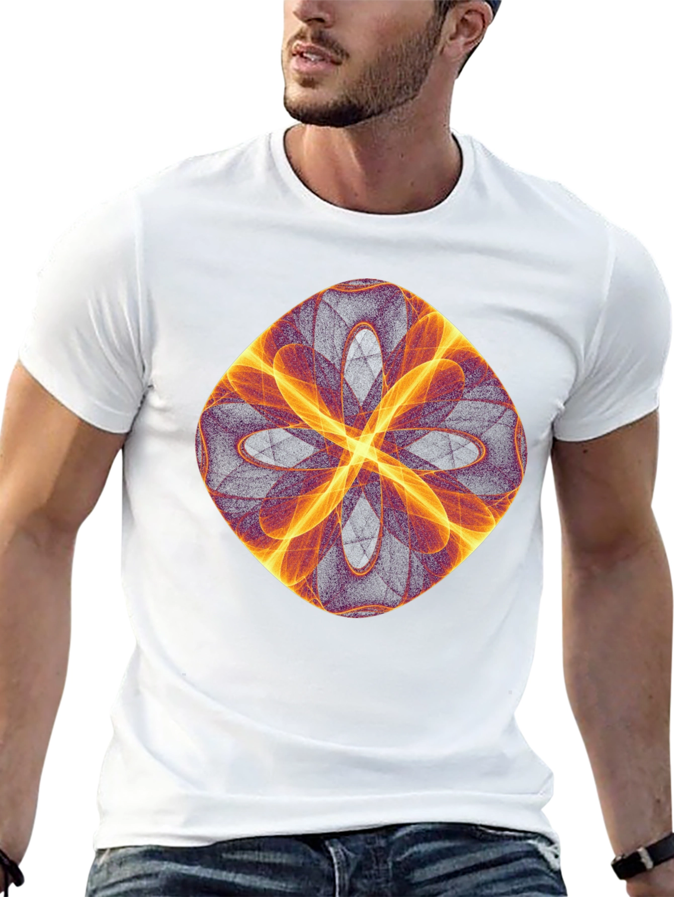 Abstract Flame Graphic Black T-Shirt