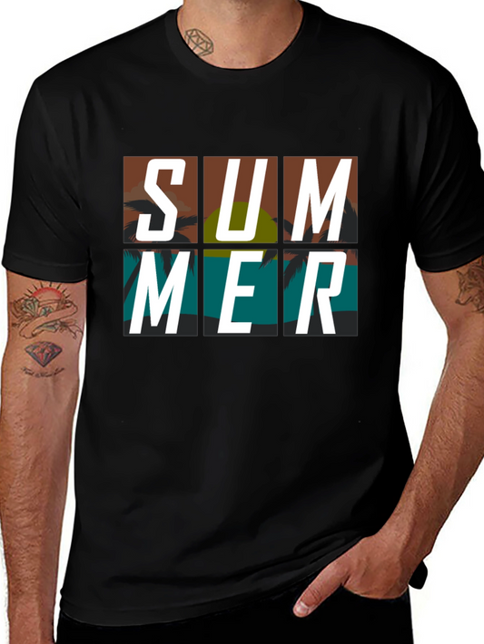 Summer Graphic Print Black T-Shirt