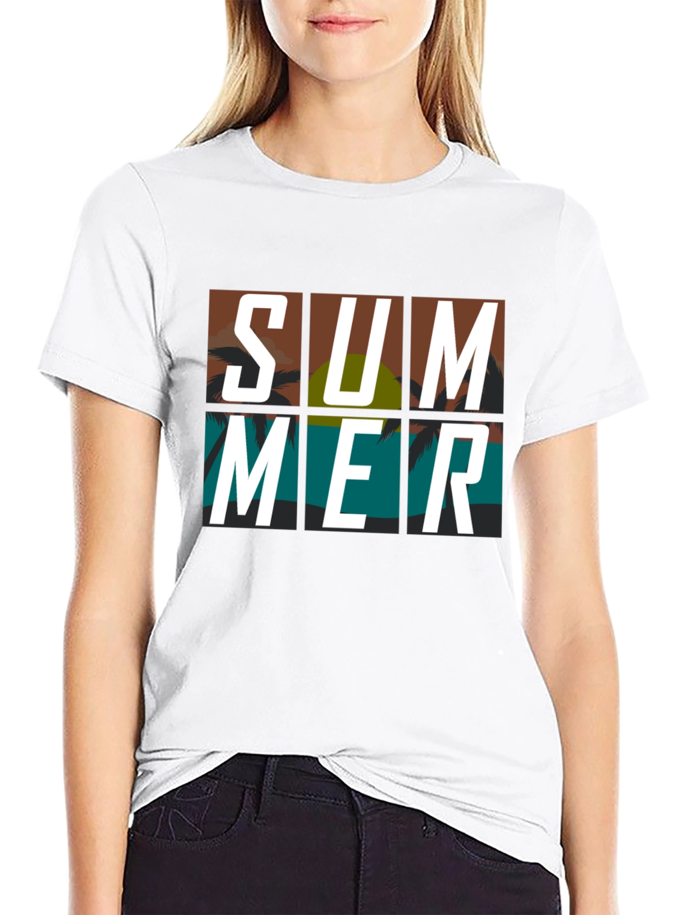 Summer Graphic Print Black T-Shirt