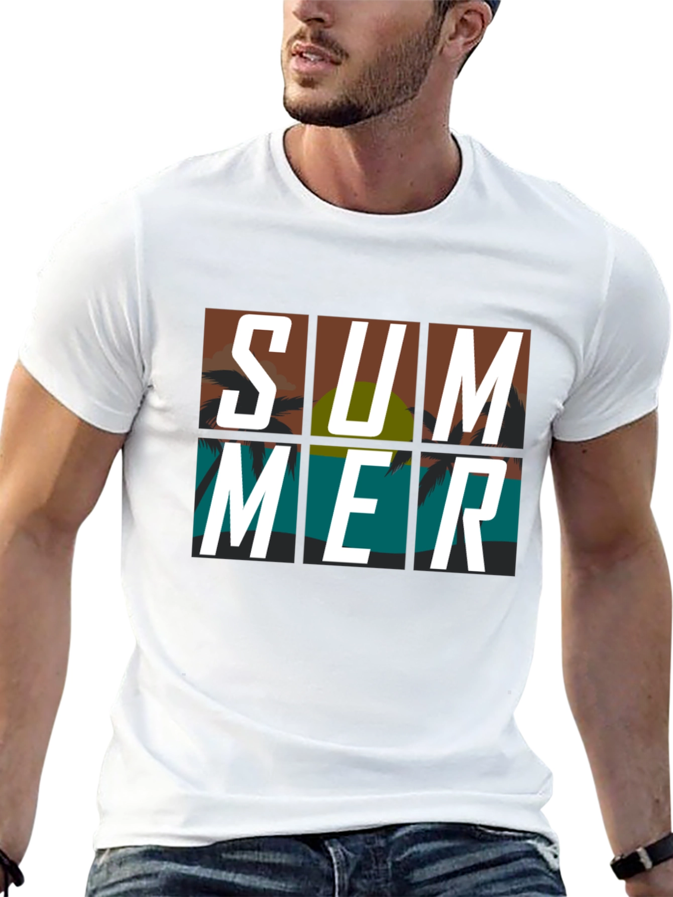 Summer Graphic Print Black T-Shirt