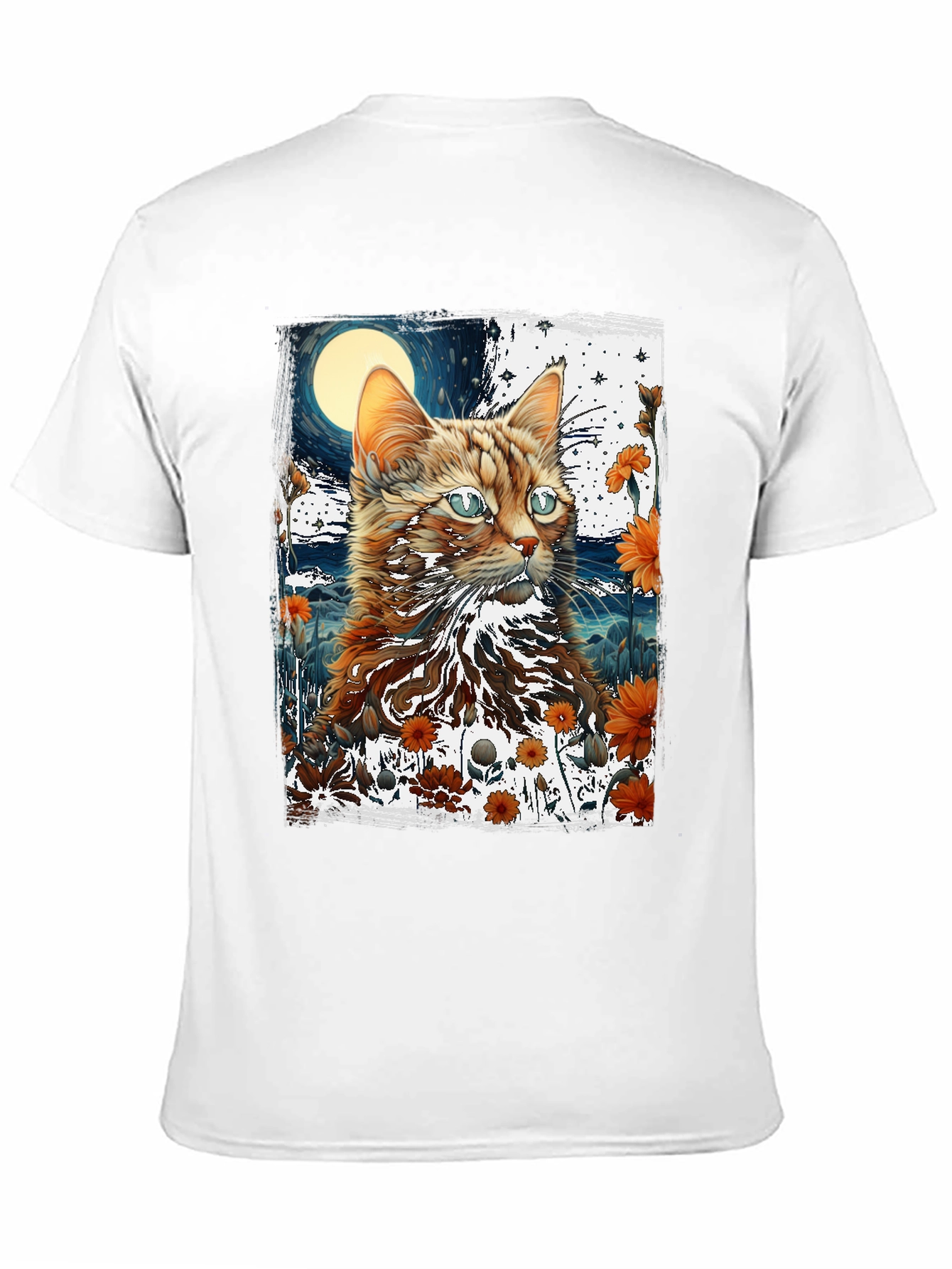 Cat & Moon Graphic Tee - Unique Design