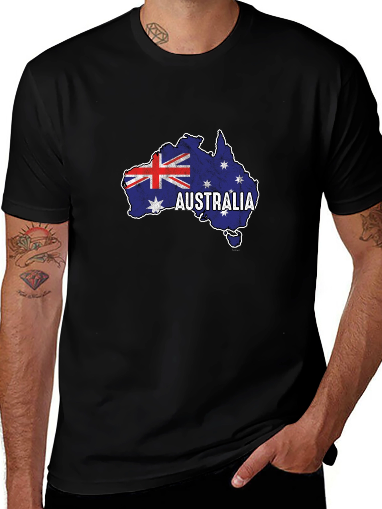 Australia Flag Map T-Shirt - Black