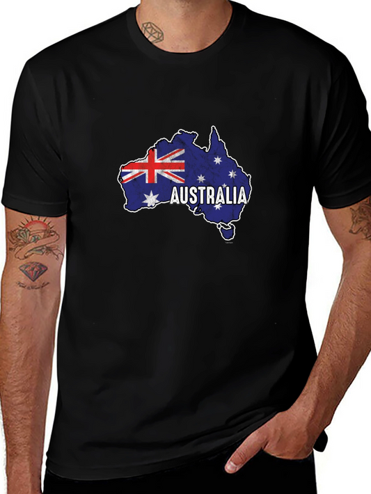 Australia Flag Map T-Shirt - Black