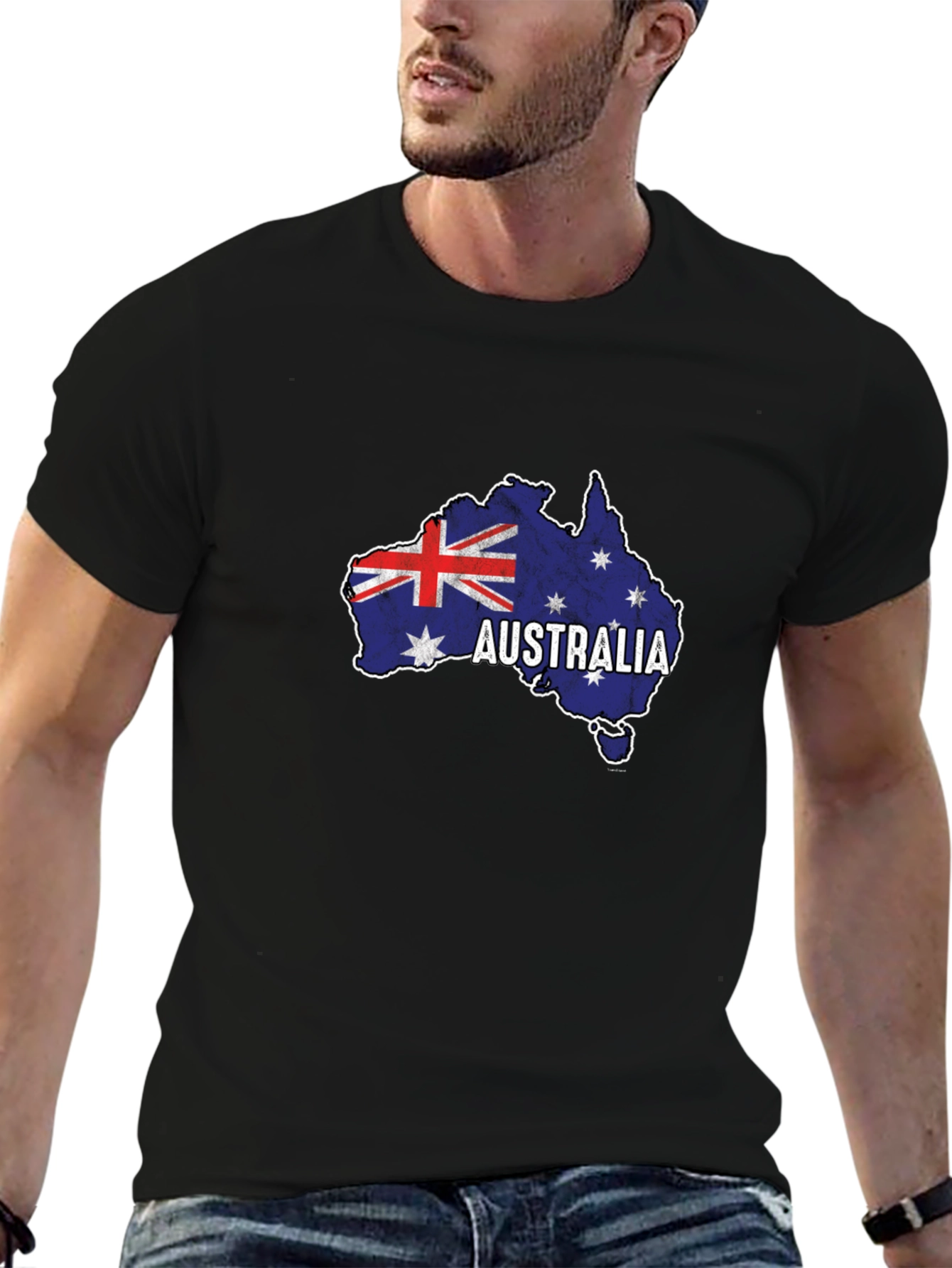 Australia Flag Map T-Shirt - Black