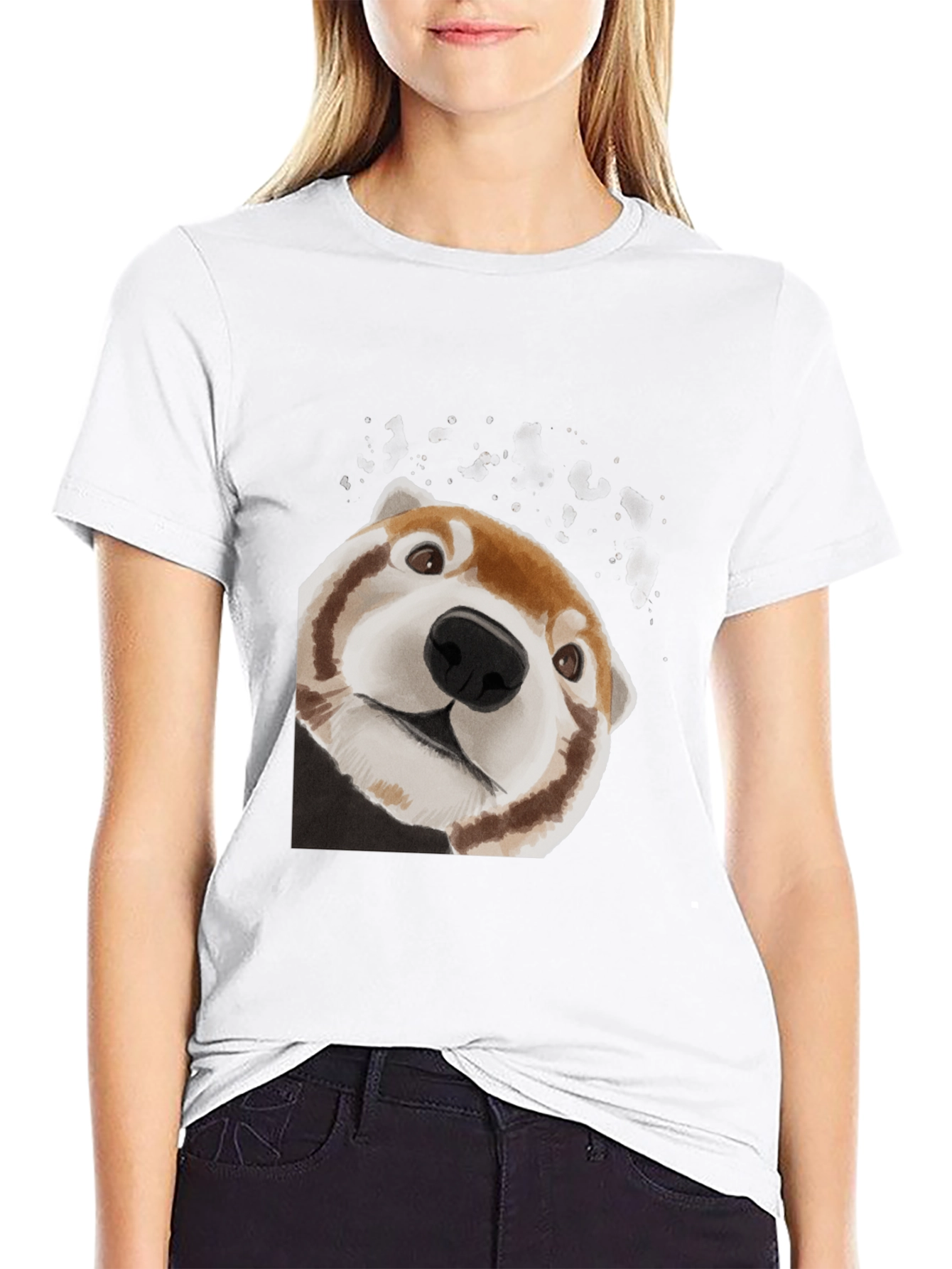 Red Panda Peek Black T-Shirt