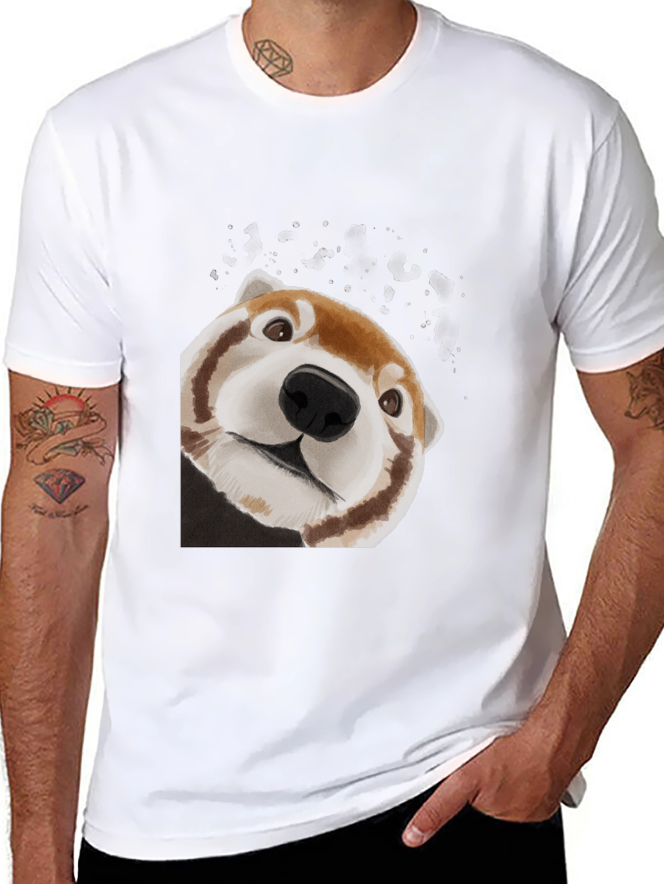 Red Panda Peek Black T-Shirt