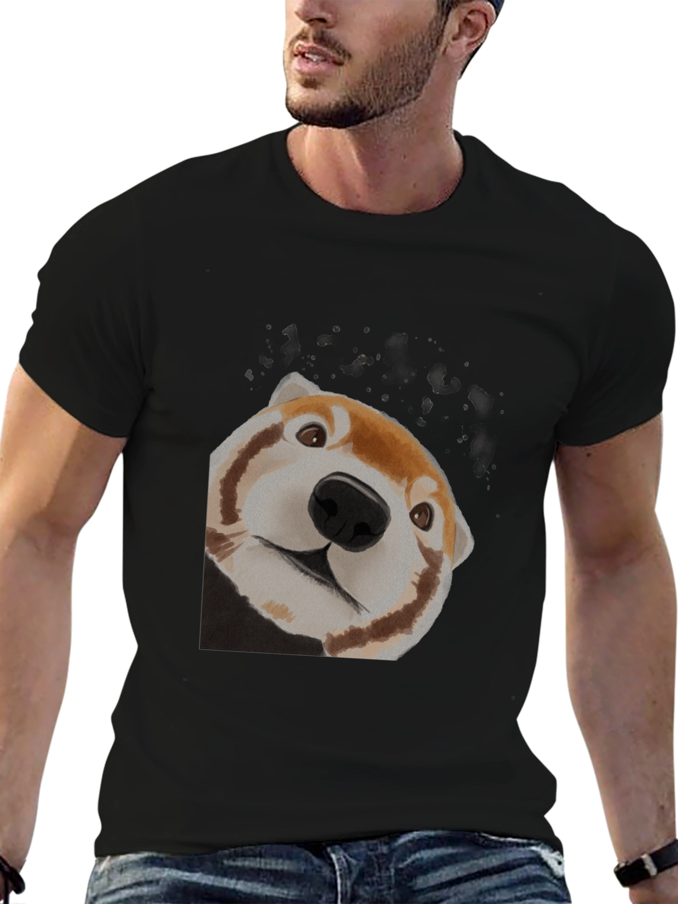 Red Panda Peek Black T-Shirt