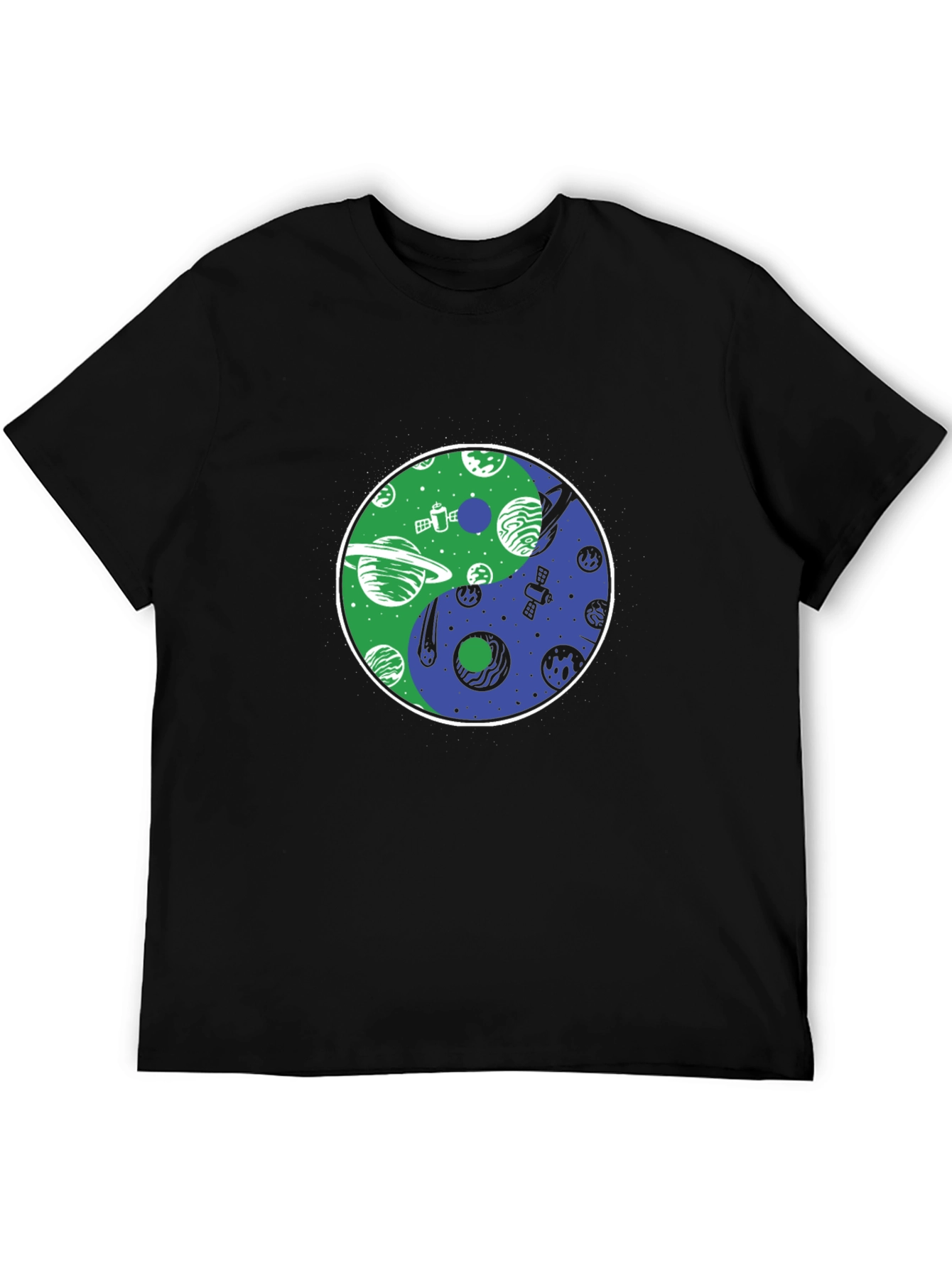 Yin Yang Planets T-Shirt - Space Harmony Design