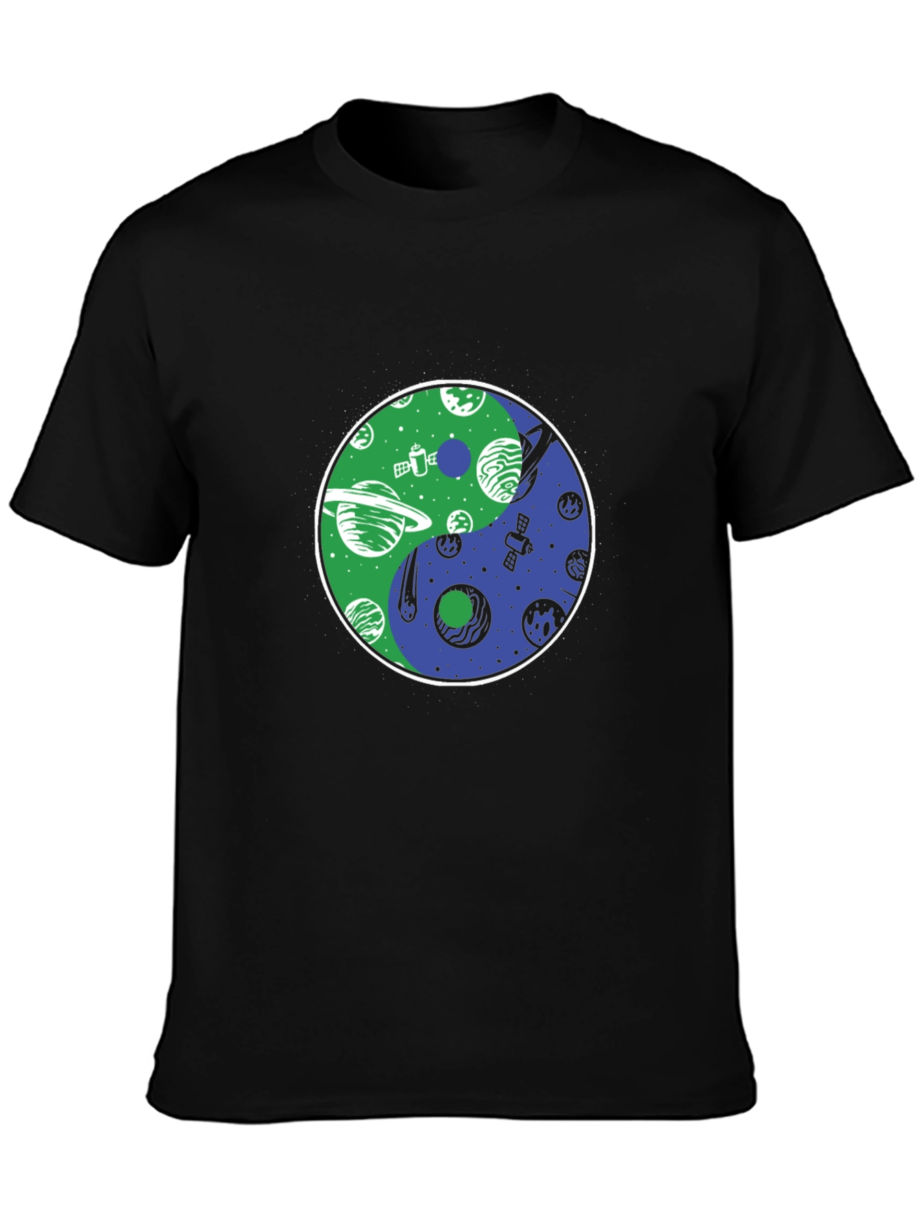 Yin Yang Planets T-Shirt - Space Harmony Design