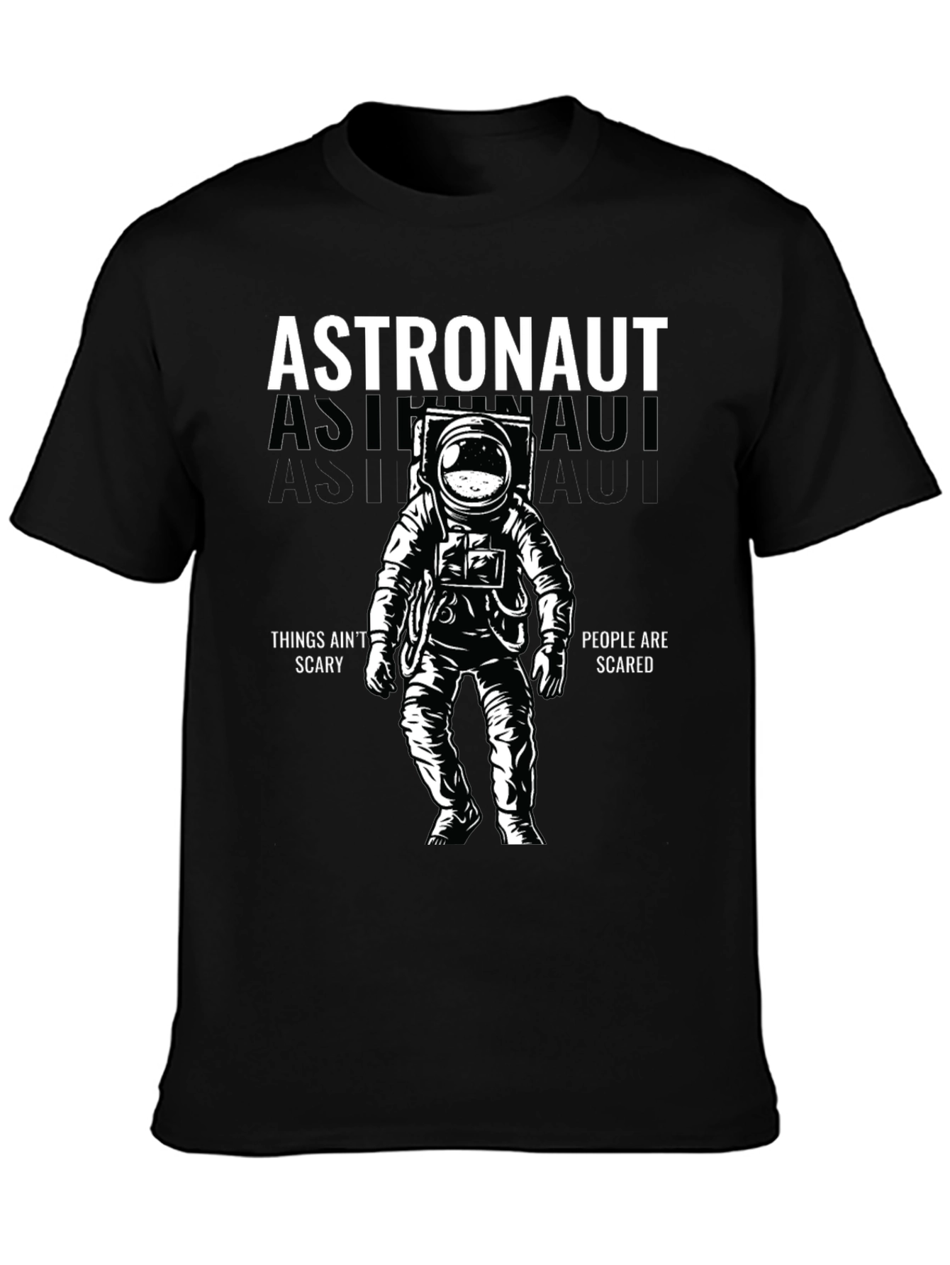 Astronaut Graphic Print Black T-Shirt