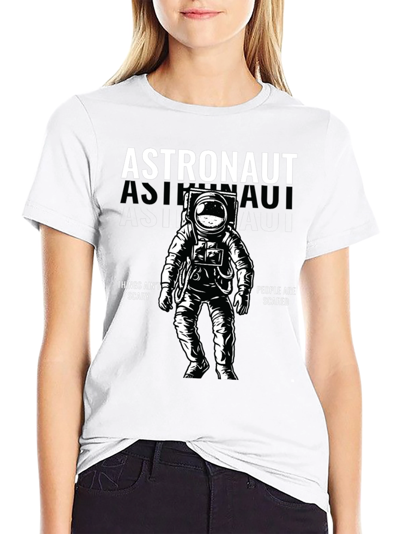 Astronaut Graphic Print Black T-Shirt