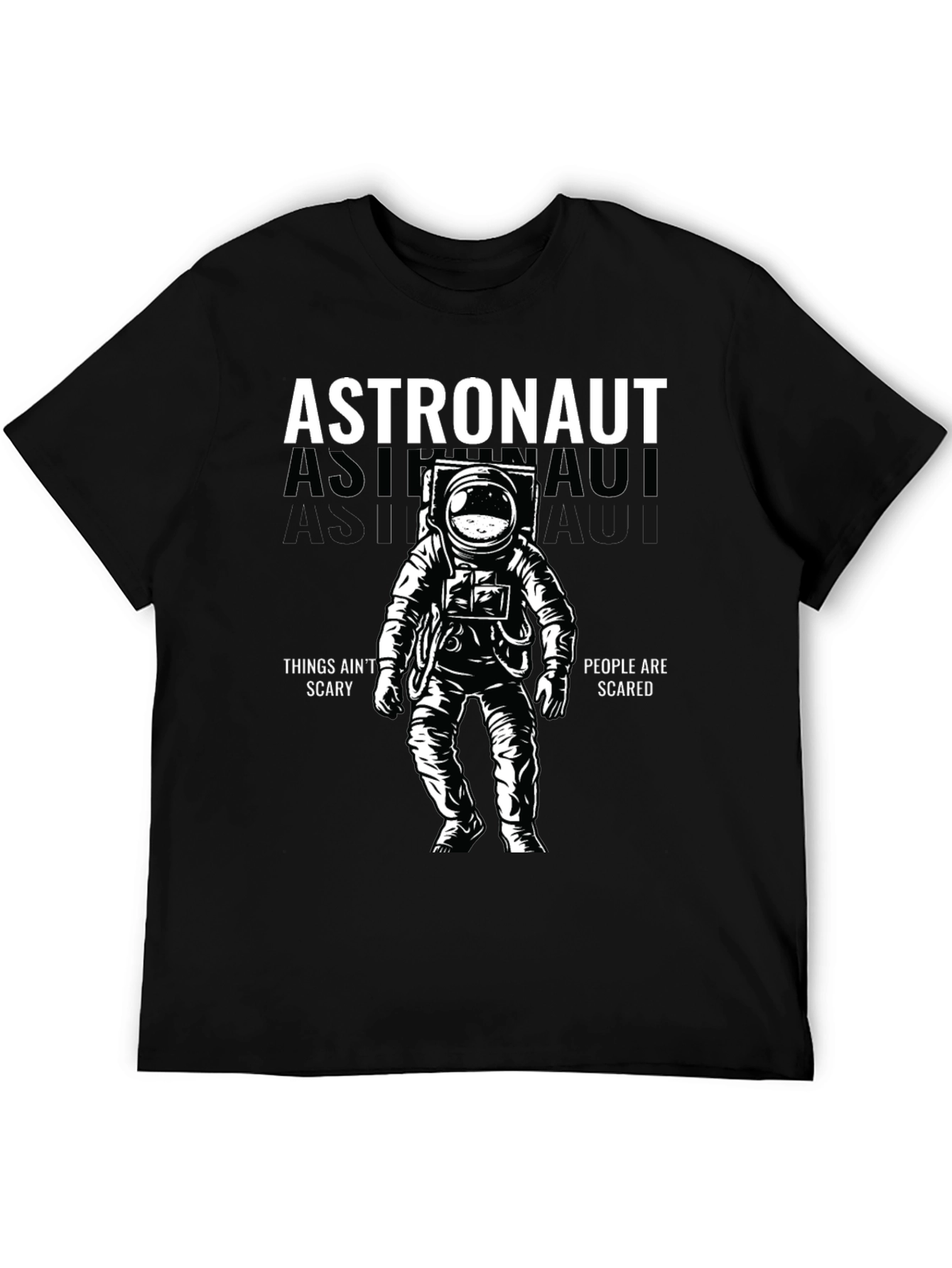Astronaut Graphic Print Black T-Shirt