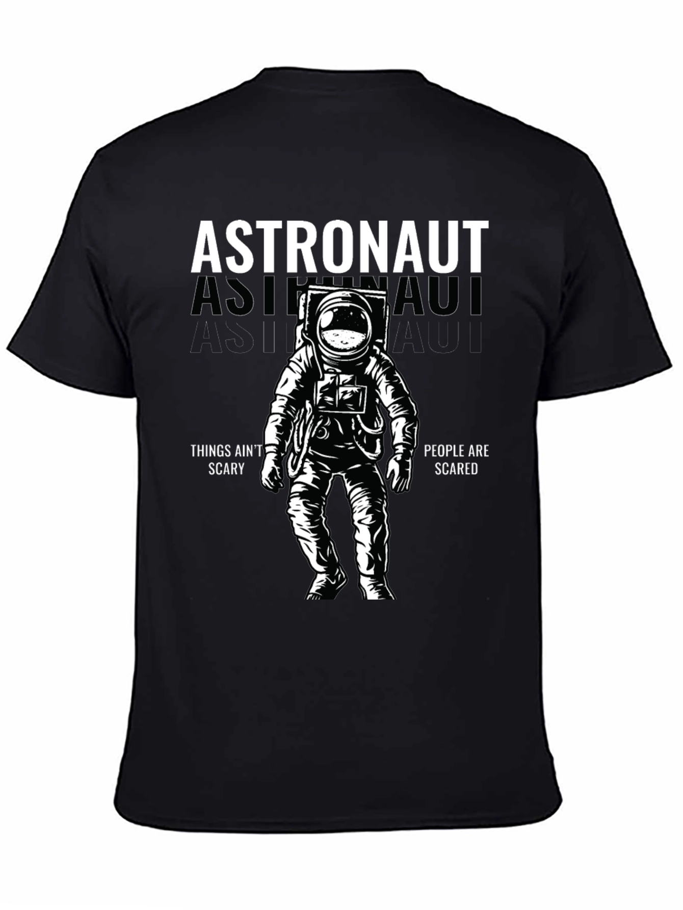 Astronaut Graphic Print Black T-Shirt