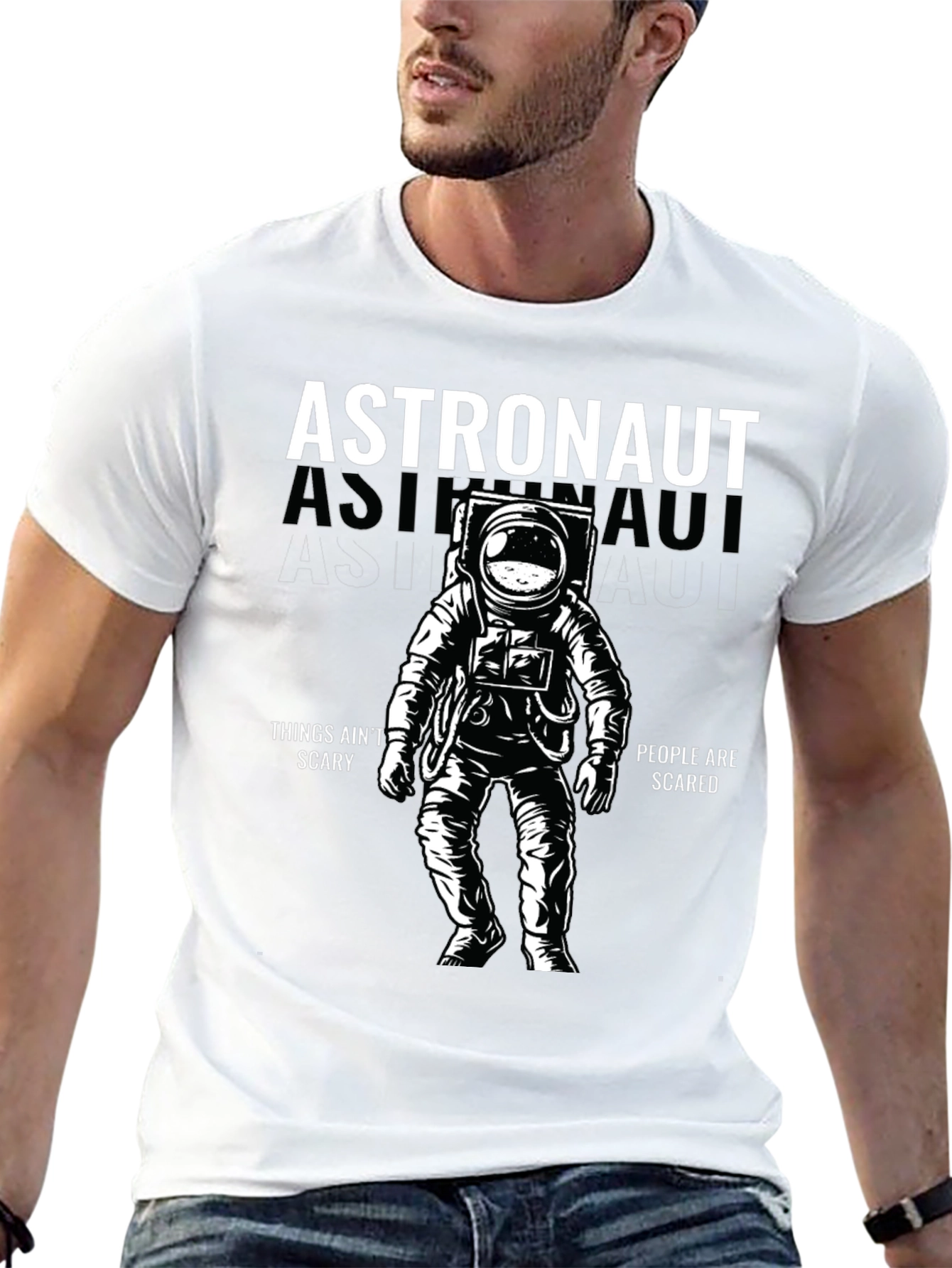 Astronaut Graphic Print Black T-Shirt