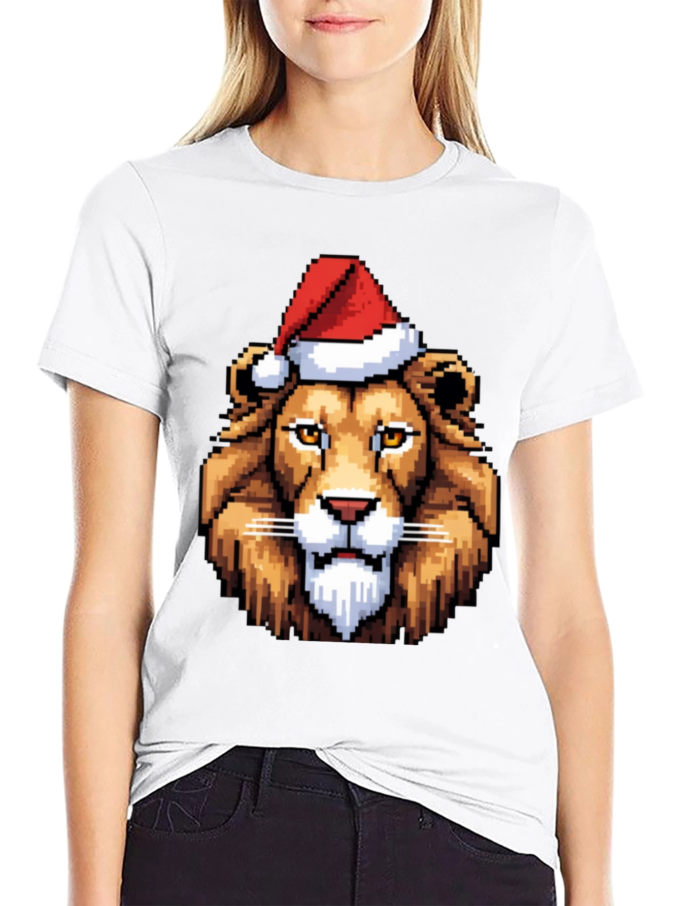 Pixel Art Lion Christmas T-Shirt
