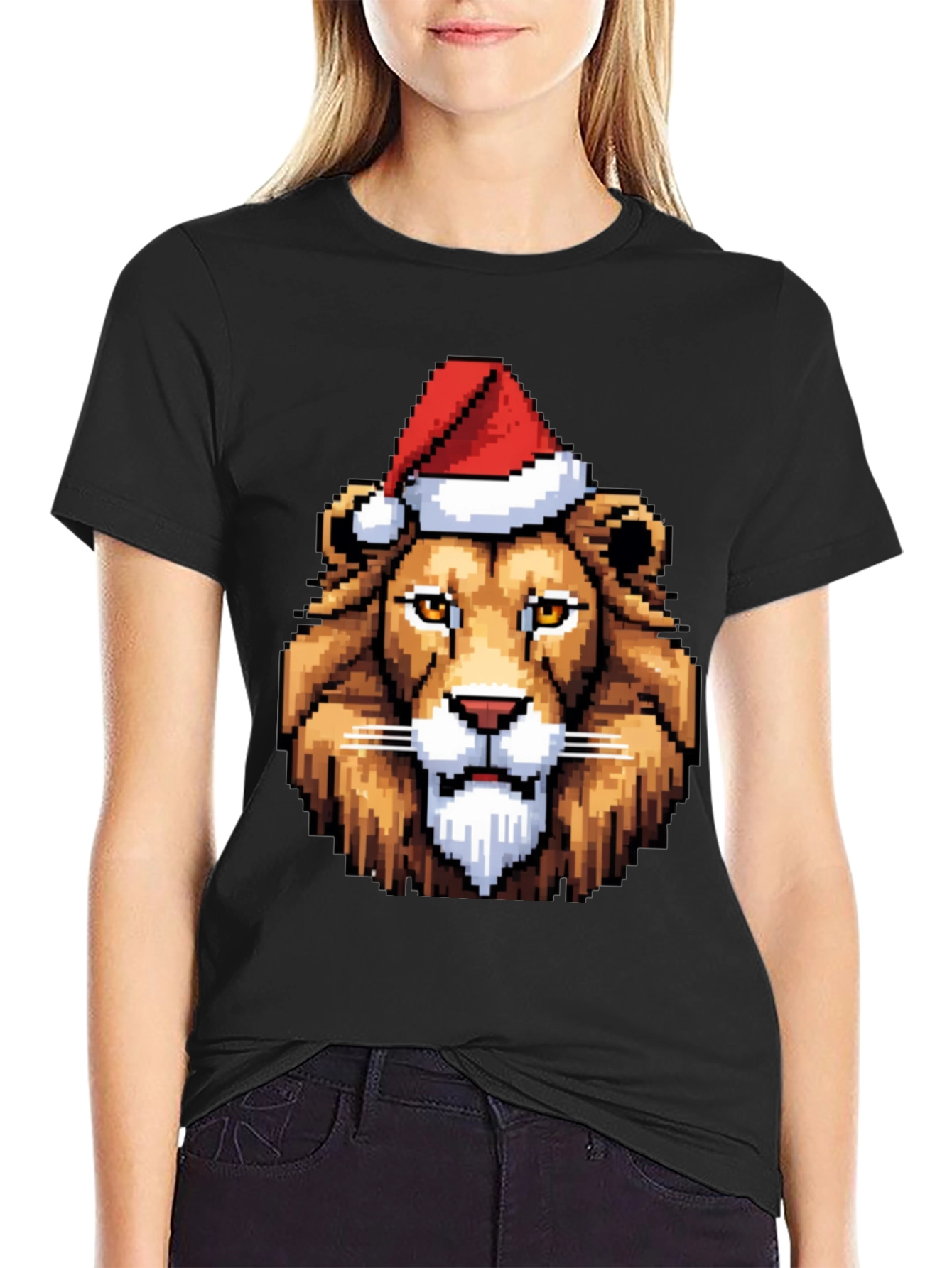 Pixel Art Lion Christmas T-Shirt