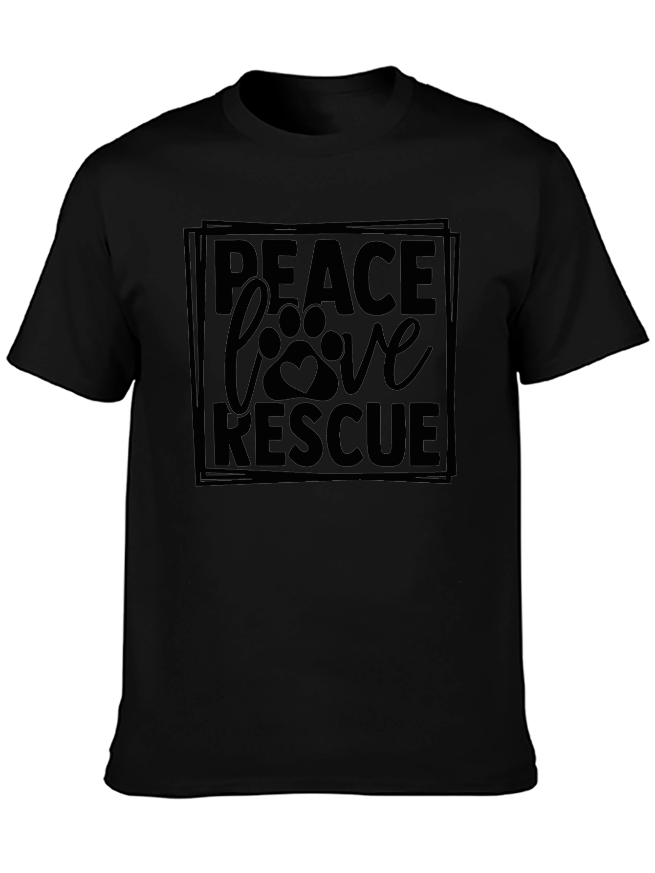 Peace Love Rescue T-Shirt - Dog Paw Print Design
