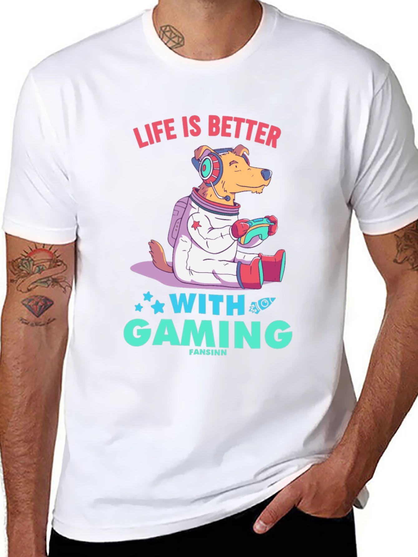 Gaming Dog T-Shirt - Life is Better with Gaming
