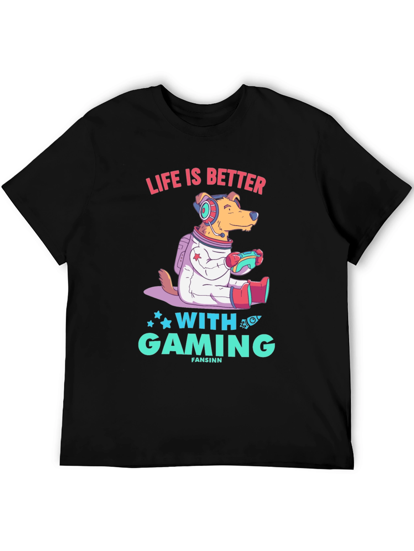Gaming Dog T-Shirt - Life is Better with Gaming