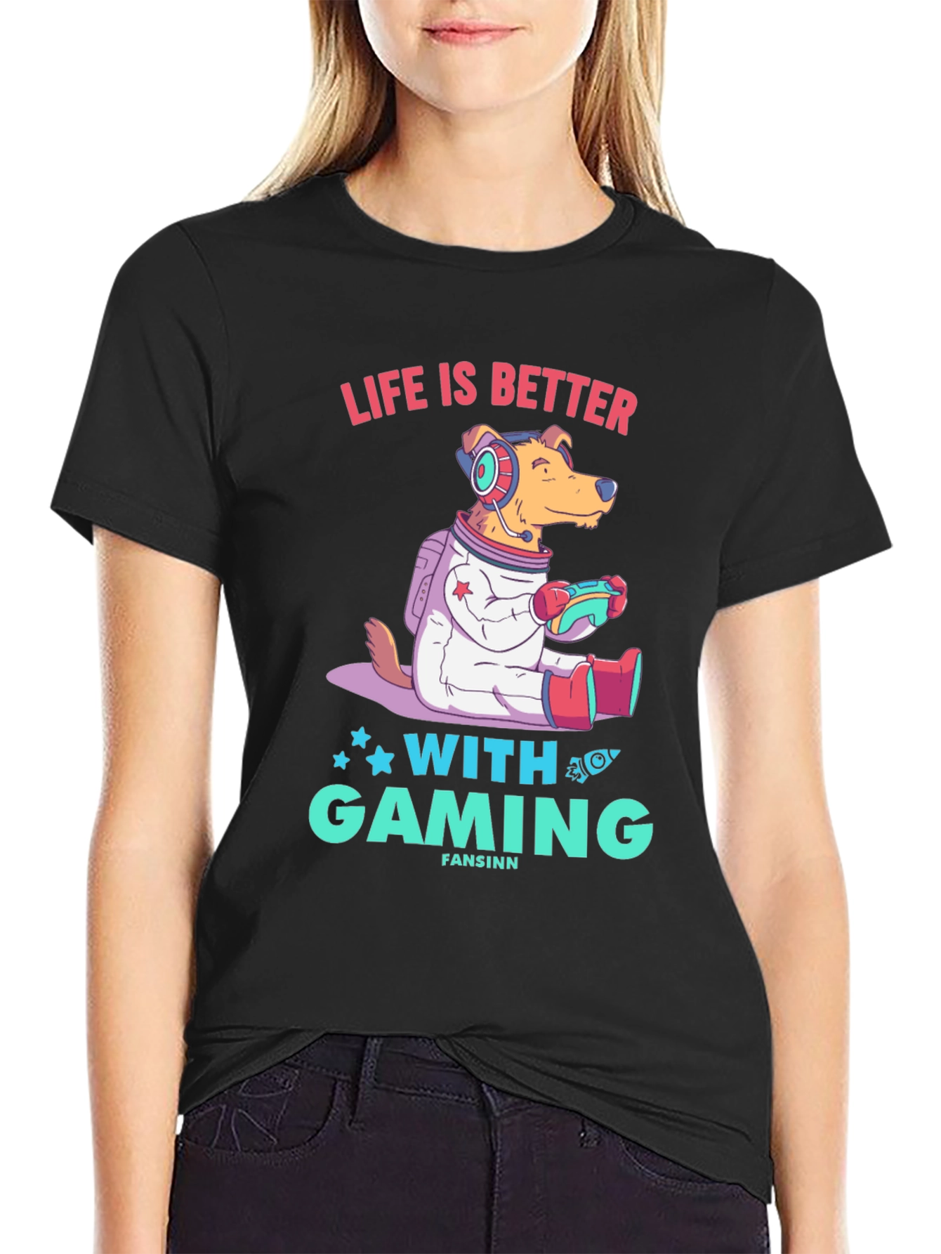 Gaming Dog T-Shirt - Life is Better with Gaming